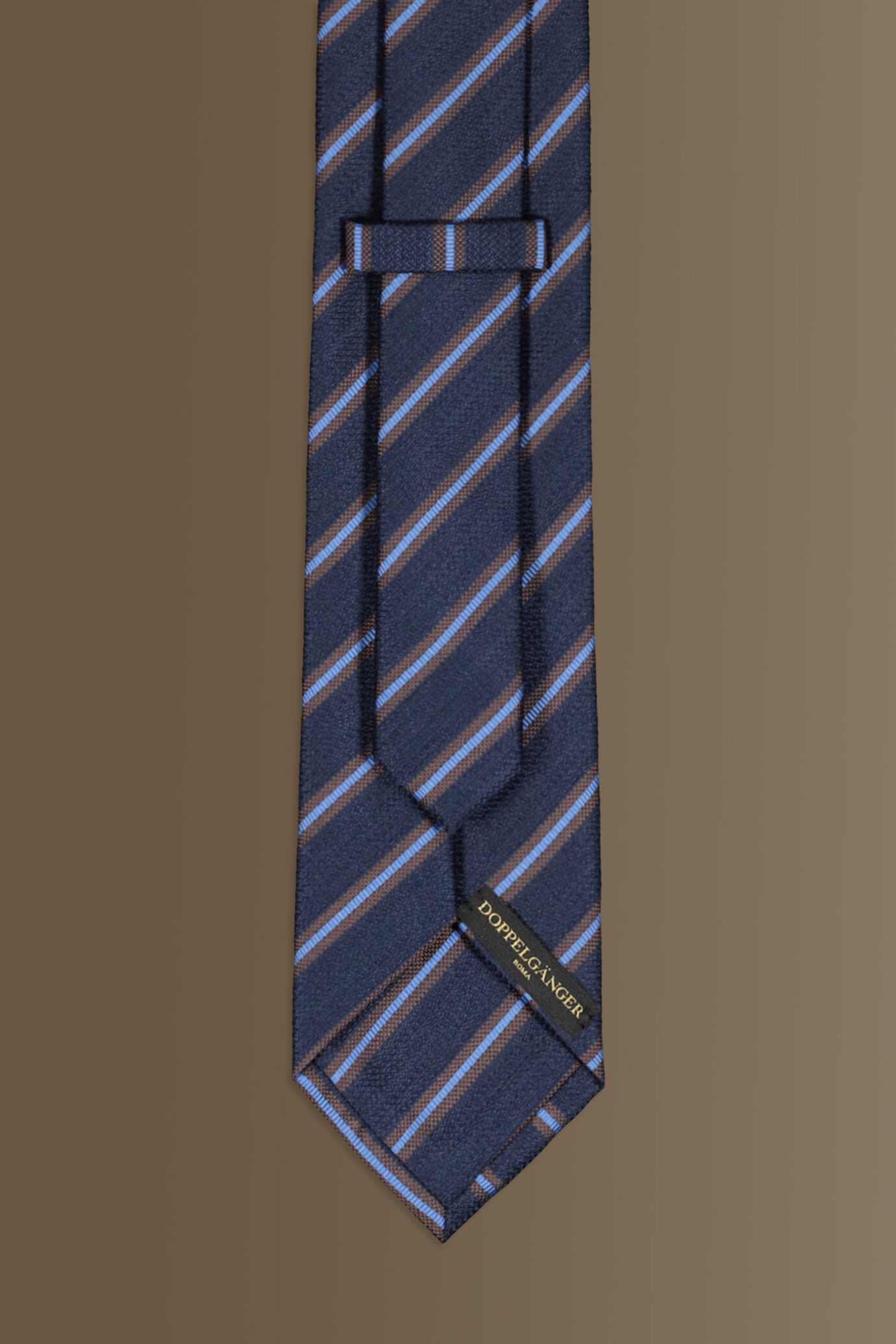 Cravatta uomo blu fantasia regimental in misto bamboo image number 1