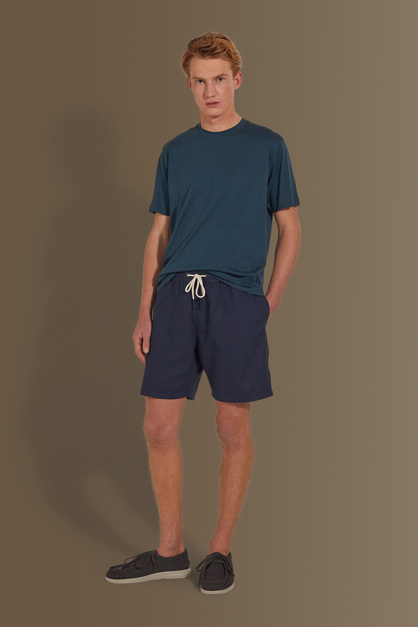 Costume da bagno uomo tinta unita misto Lino image number 0