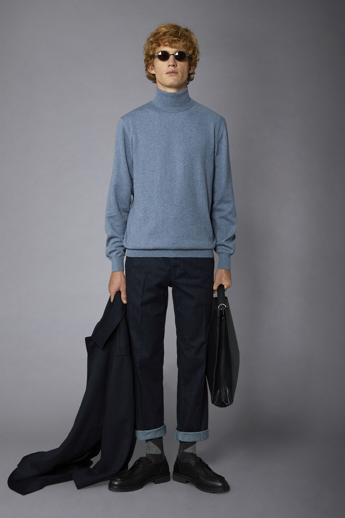 Men's wool and cotton turtleneck sweater
