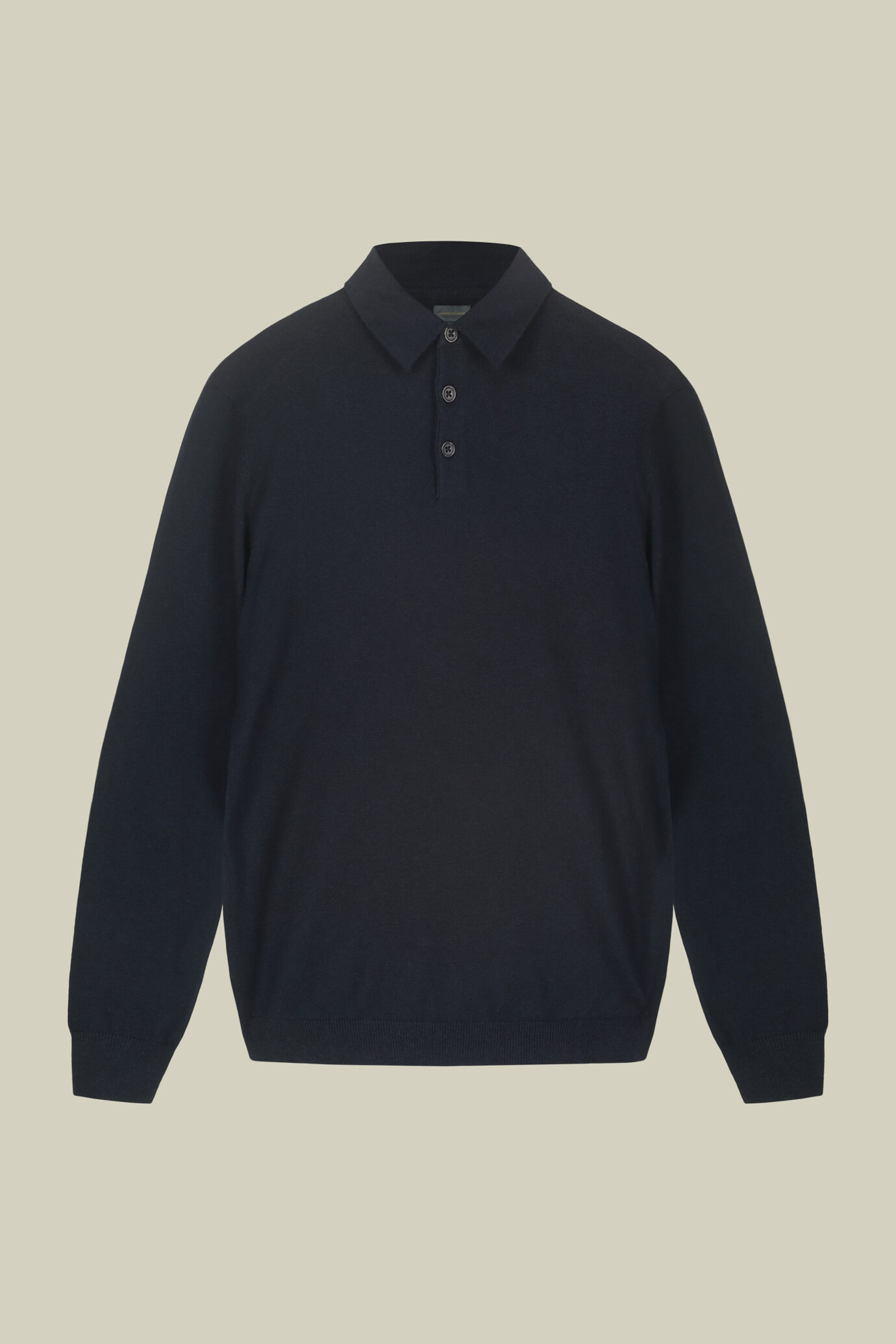 Maglia polo uomo in misto lana e cotone regular fit