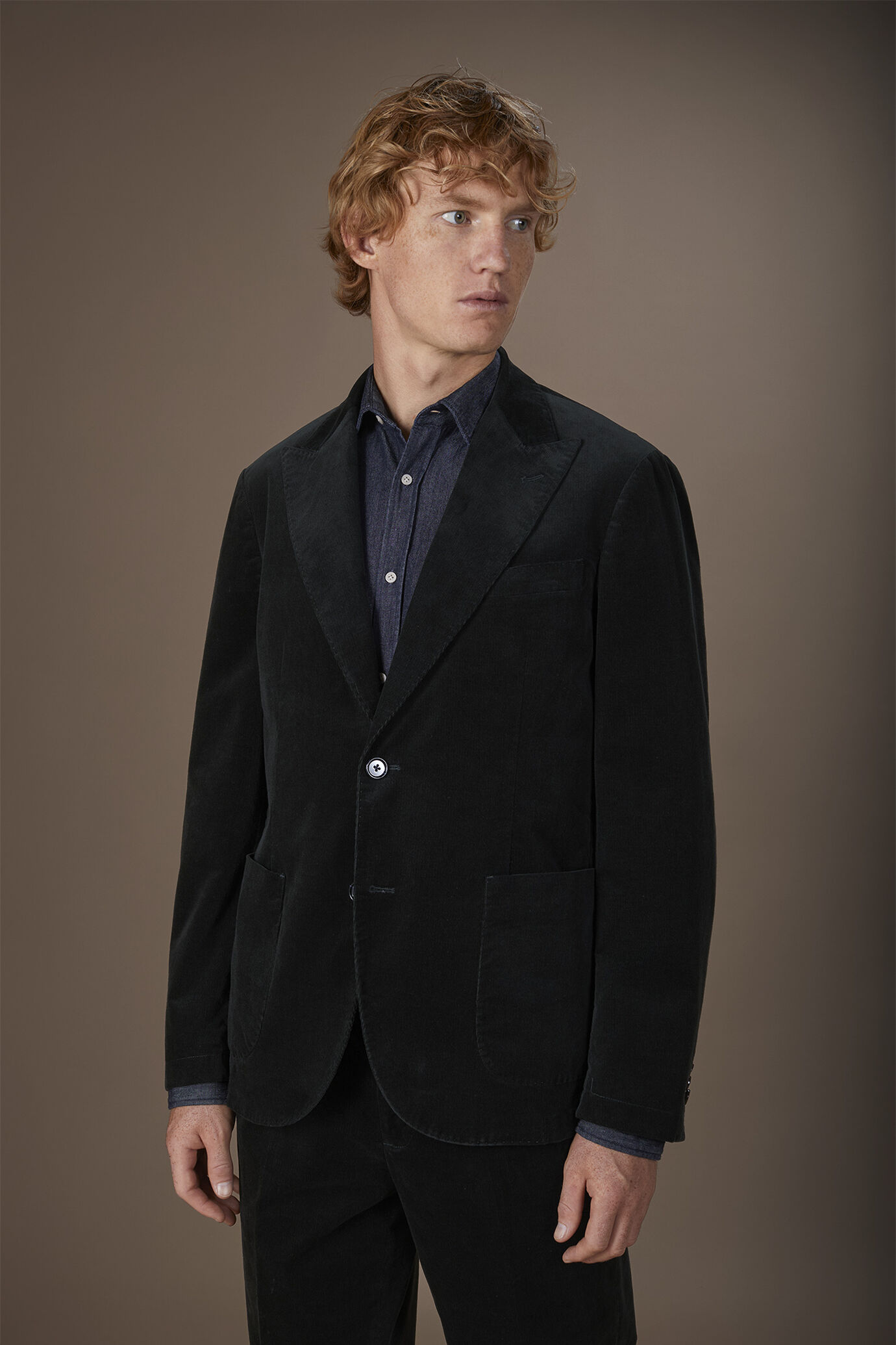 Men's single-breasted jacket in regular fit cotton corduroy image number 1