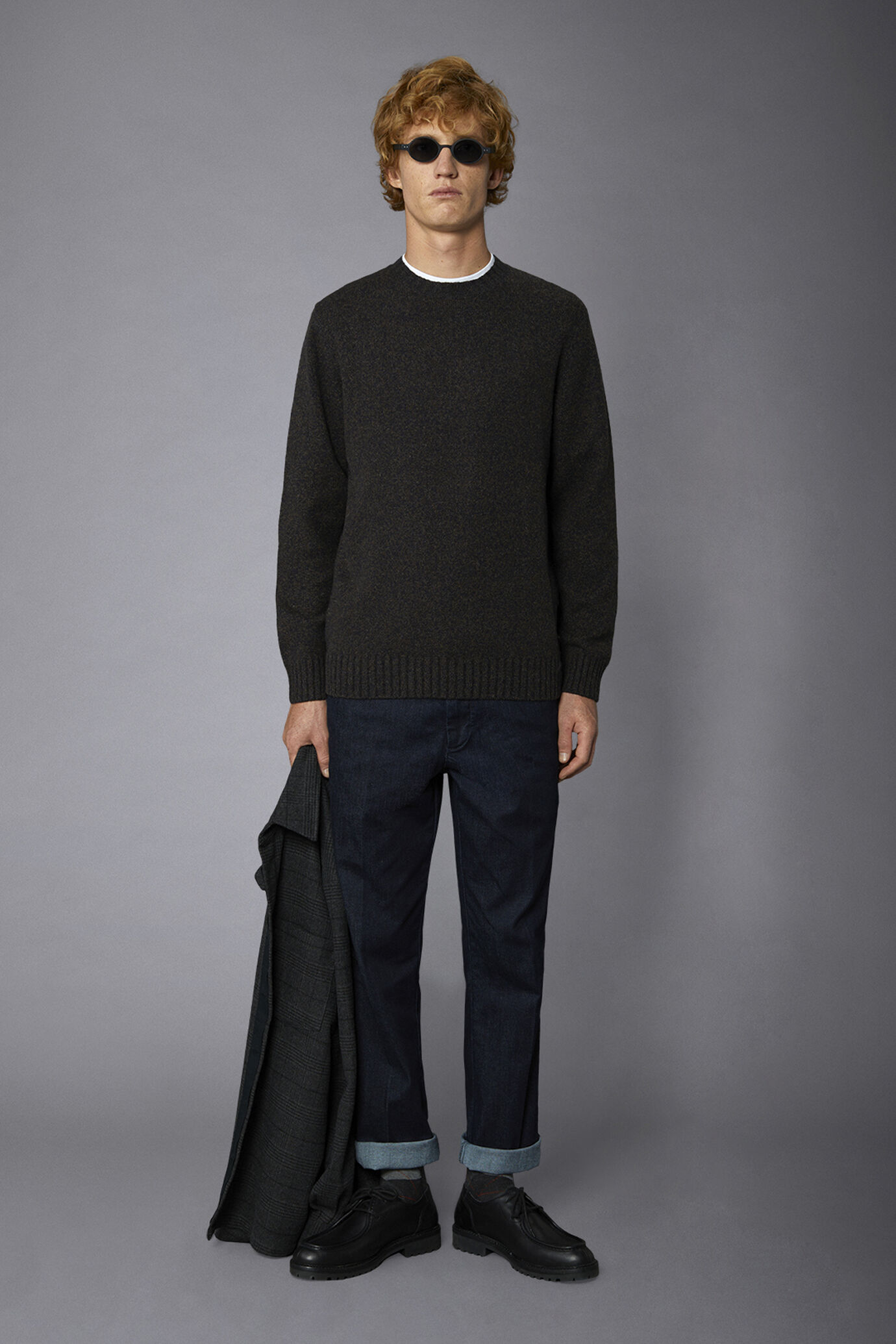 Men's crew neck wool blend lambswool regular fit sweater image number 0