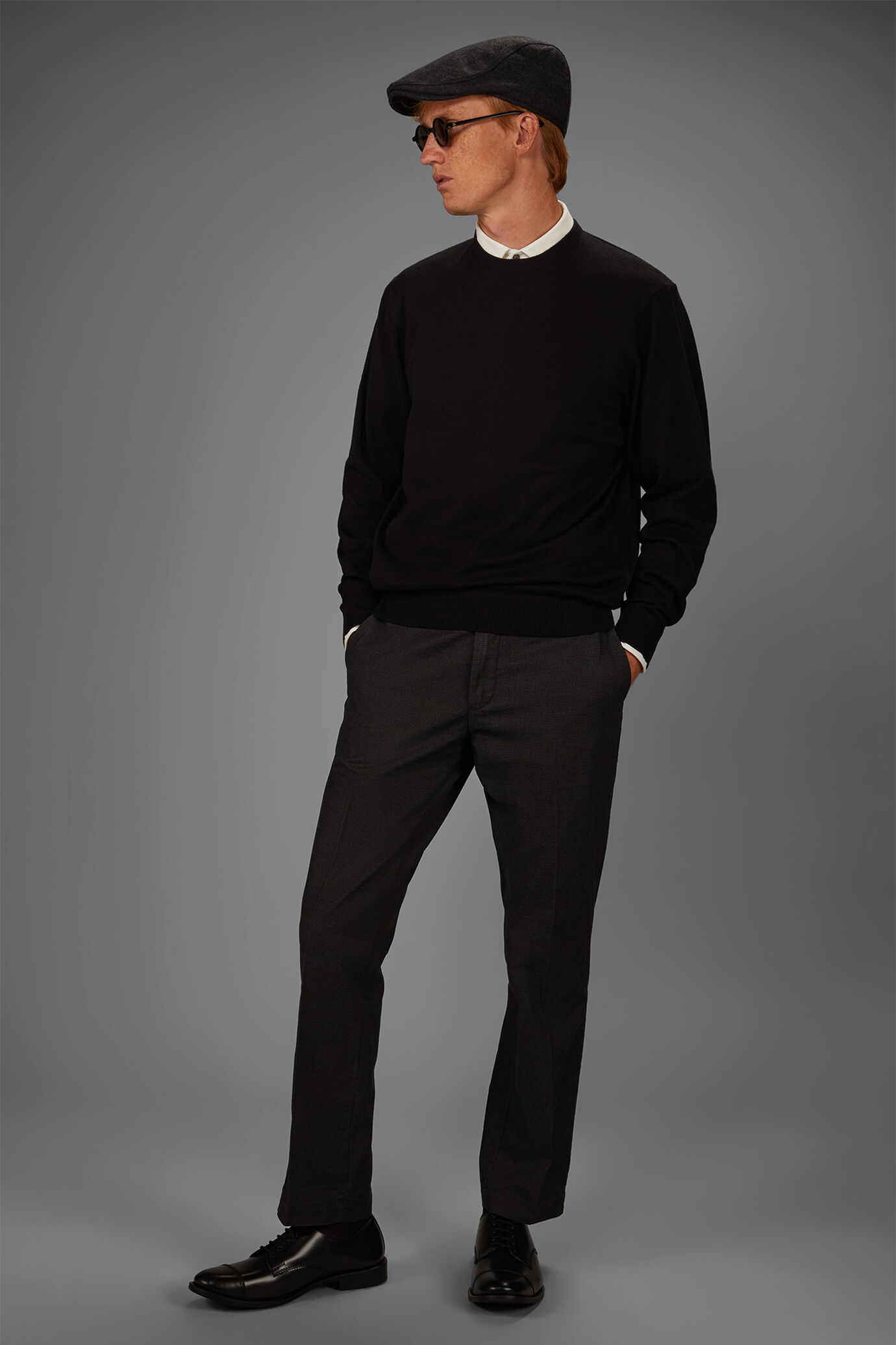 Maglia uomo girocollo in misto lana e cotone regular fit