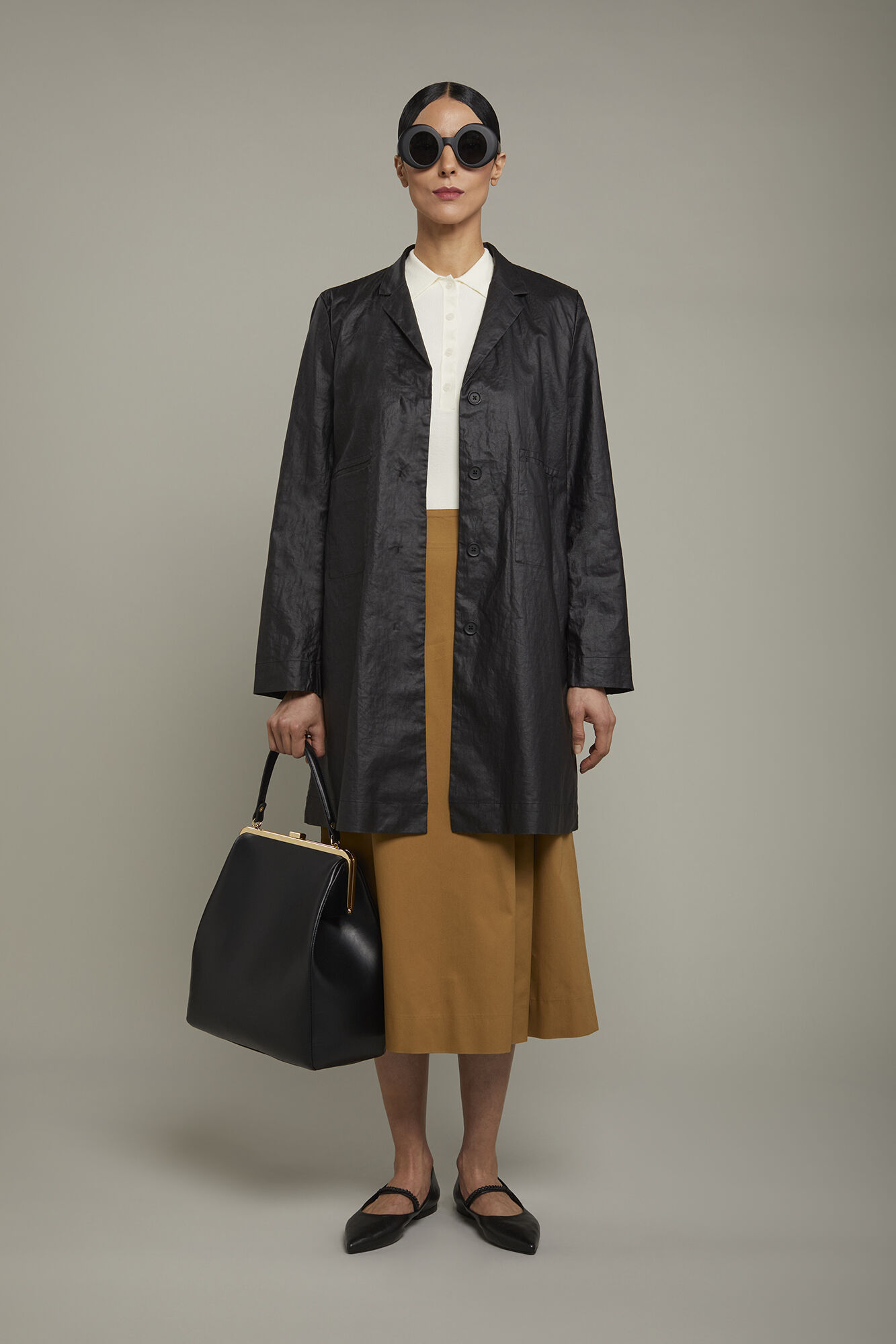 Impermeabile donna in 100% lino spalmato regular fit