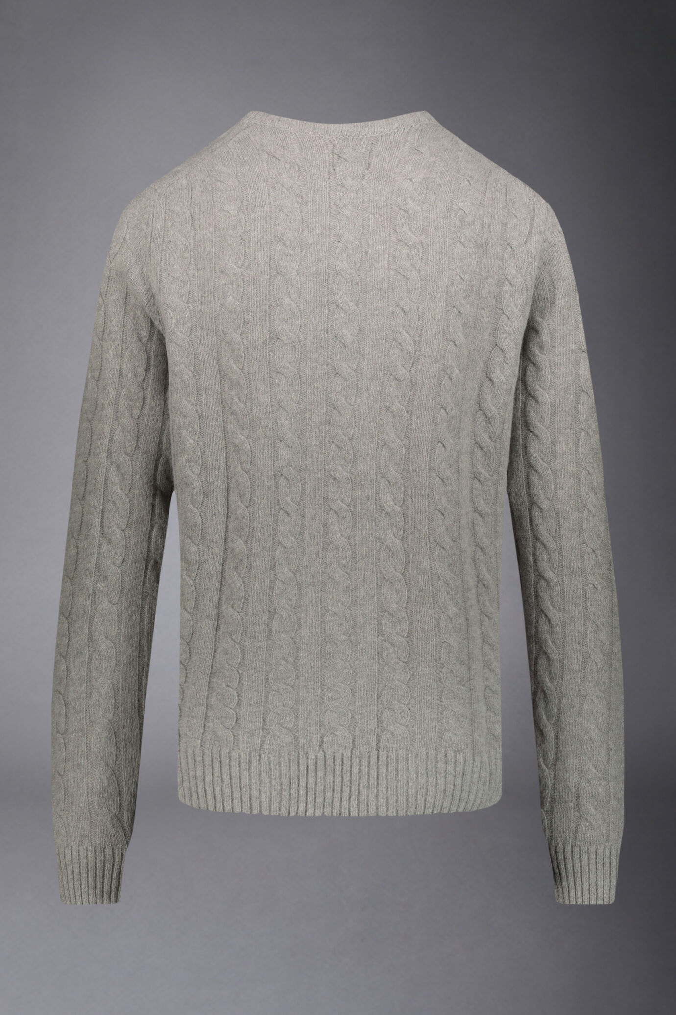 Pull en laine d'agneau mélangée à col ras du cou en tricot câblé regular fit image number 4