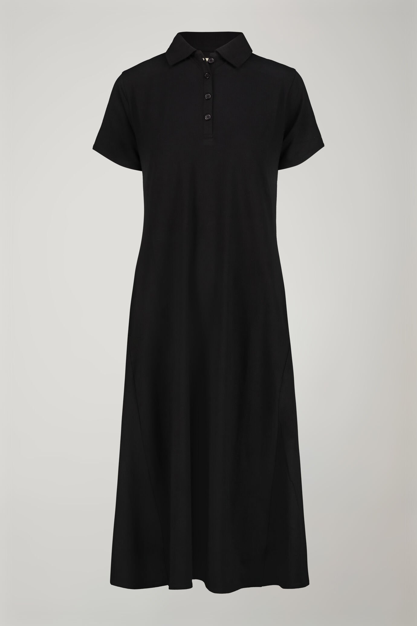 Abito midi donna collo a polo con manica corta in jersey di cotone stretch regular fit image number 4