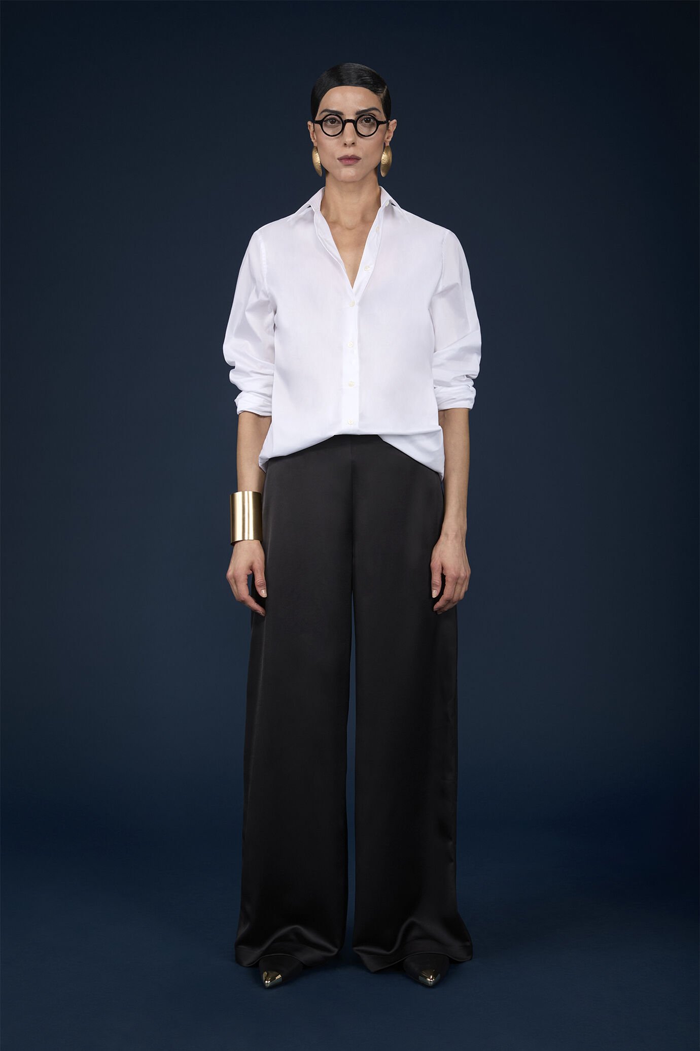 Women's palazzo trousers with zip on the side