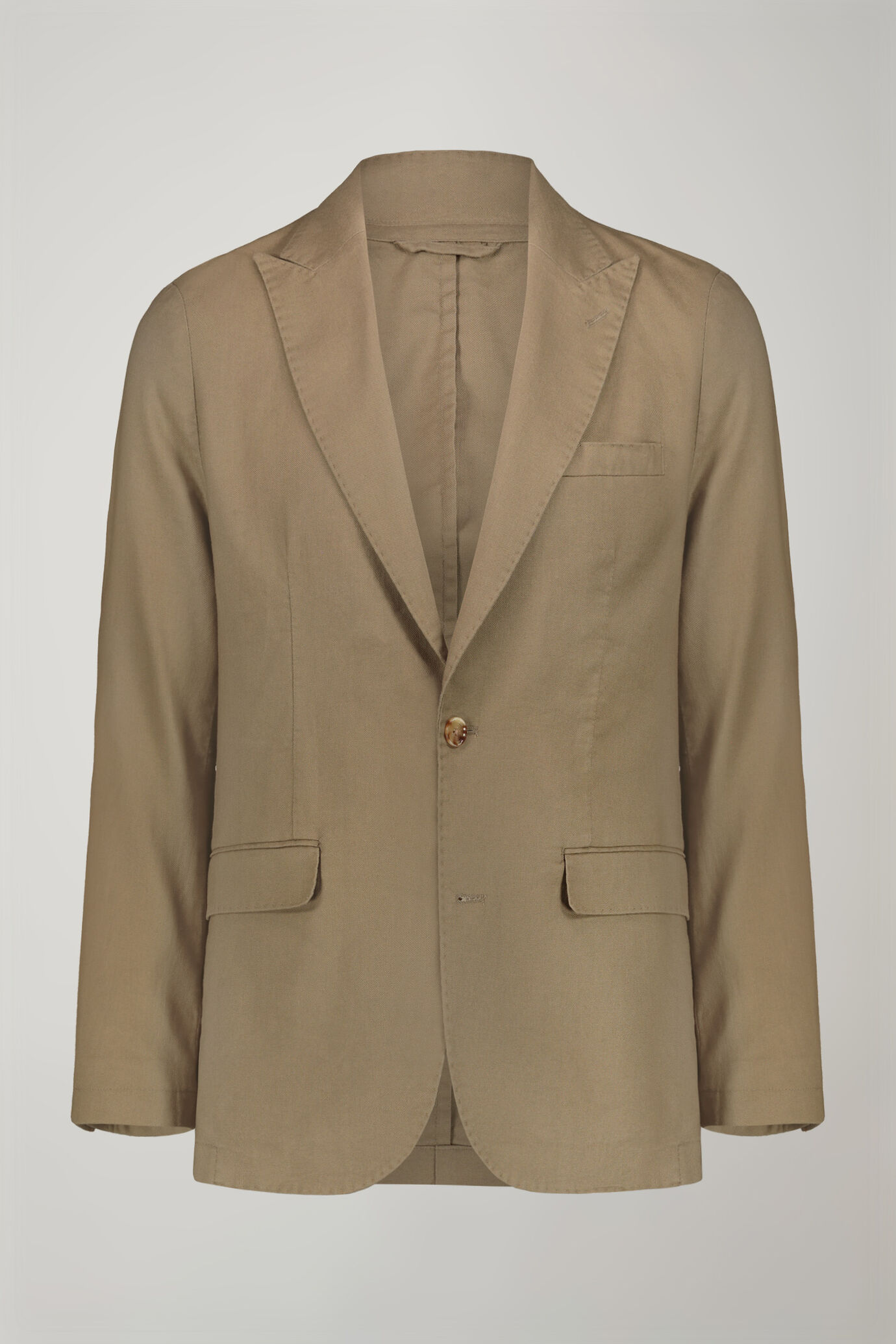 Men's single-breasted unlined linen and cotton blazer with regular fit lapels image number 5