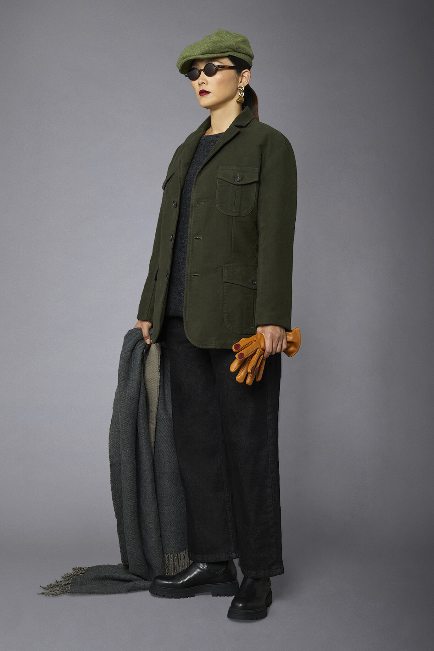 Genderless field jacket in plain moleskin regular fit image number 3
