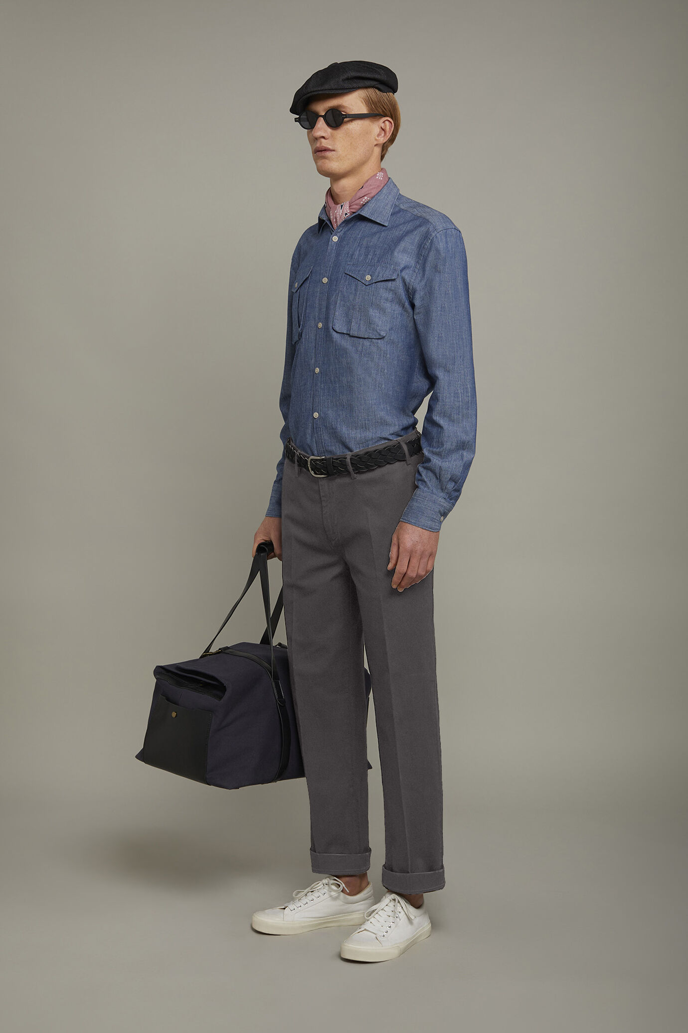 Men's classic chambray regular fit trousers image number 1