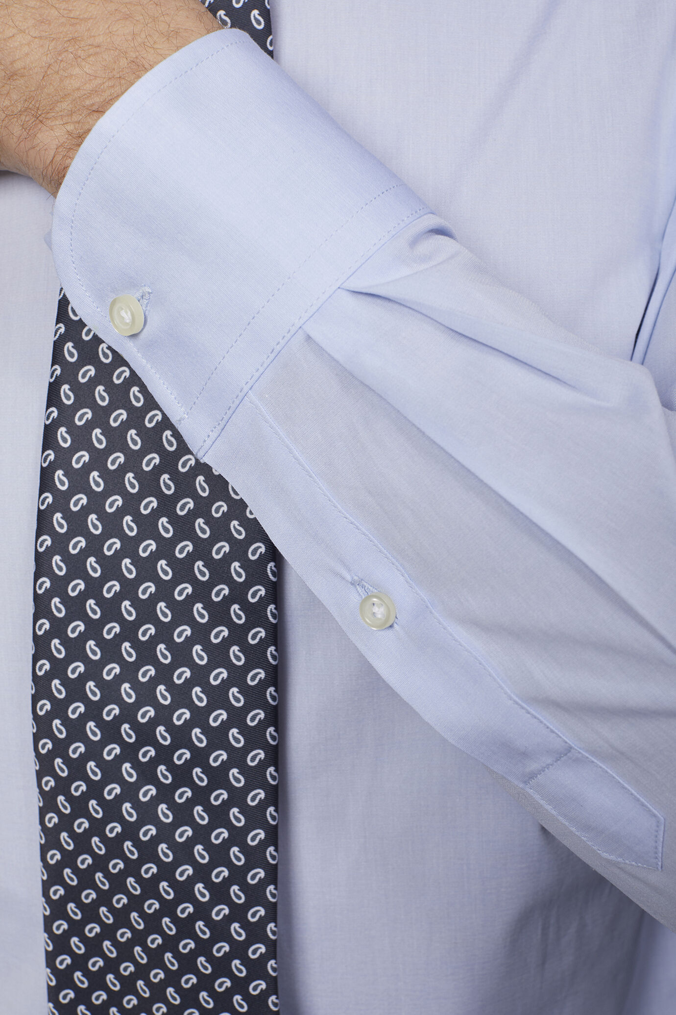 Men's French collar classic shirt stretch slub fabric image number 4