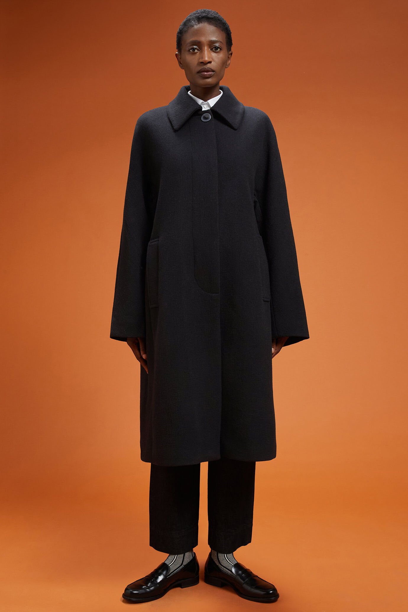 Women's long wool blend coat in an oversized fit image number 0