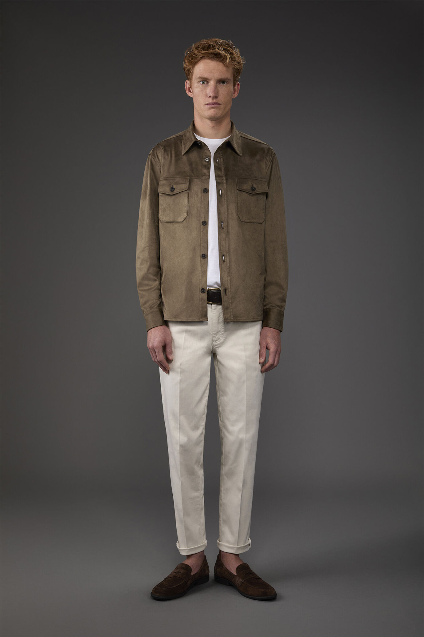 Ungefütterte Hemdjacke aus Kunst-Veloursleder für Herren image number 2