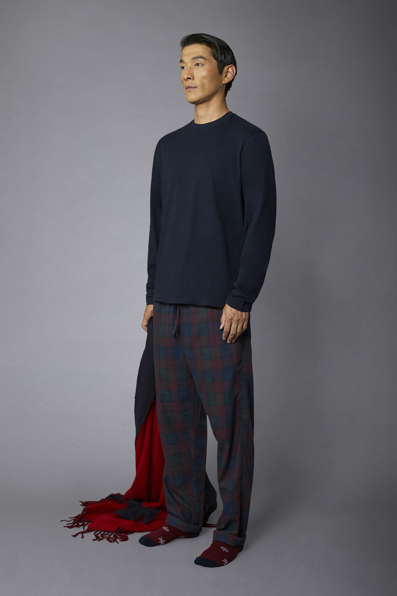 Pigiama uomo fantasia tartan in puro cotone image number 1