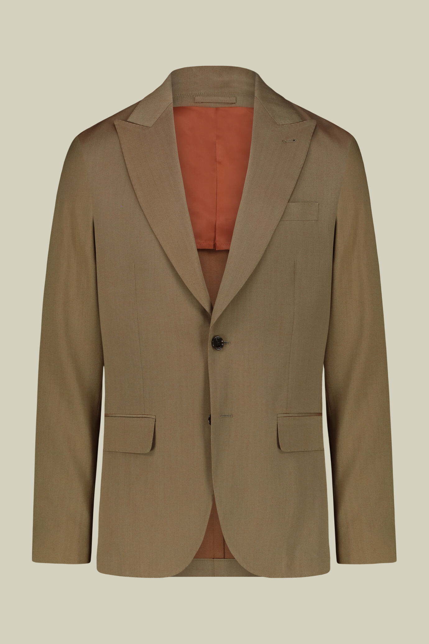 Abito uomo monopetto con pantalone ad una pinces con tessuto dal disegno herringbone dall'effetto cangiante
