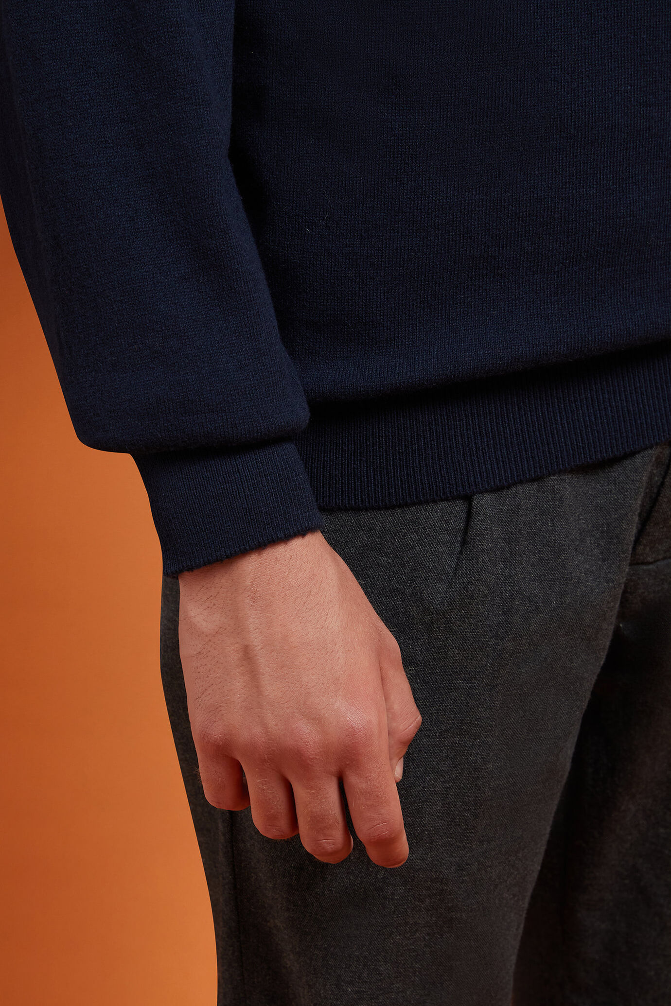 Men's regular fit turtleneck jumper in wool and cotton image number 2