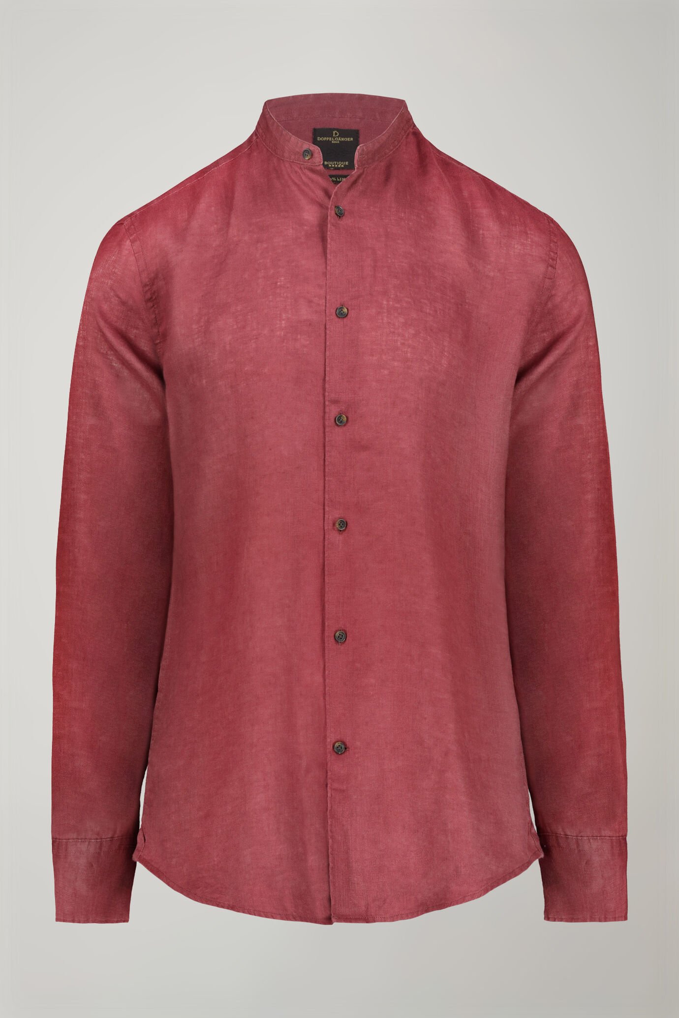 Camicia casual uomo collo coreano 100% lino comfort fit image number 5