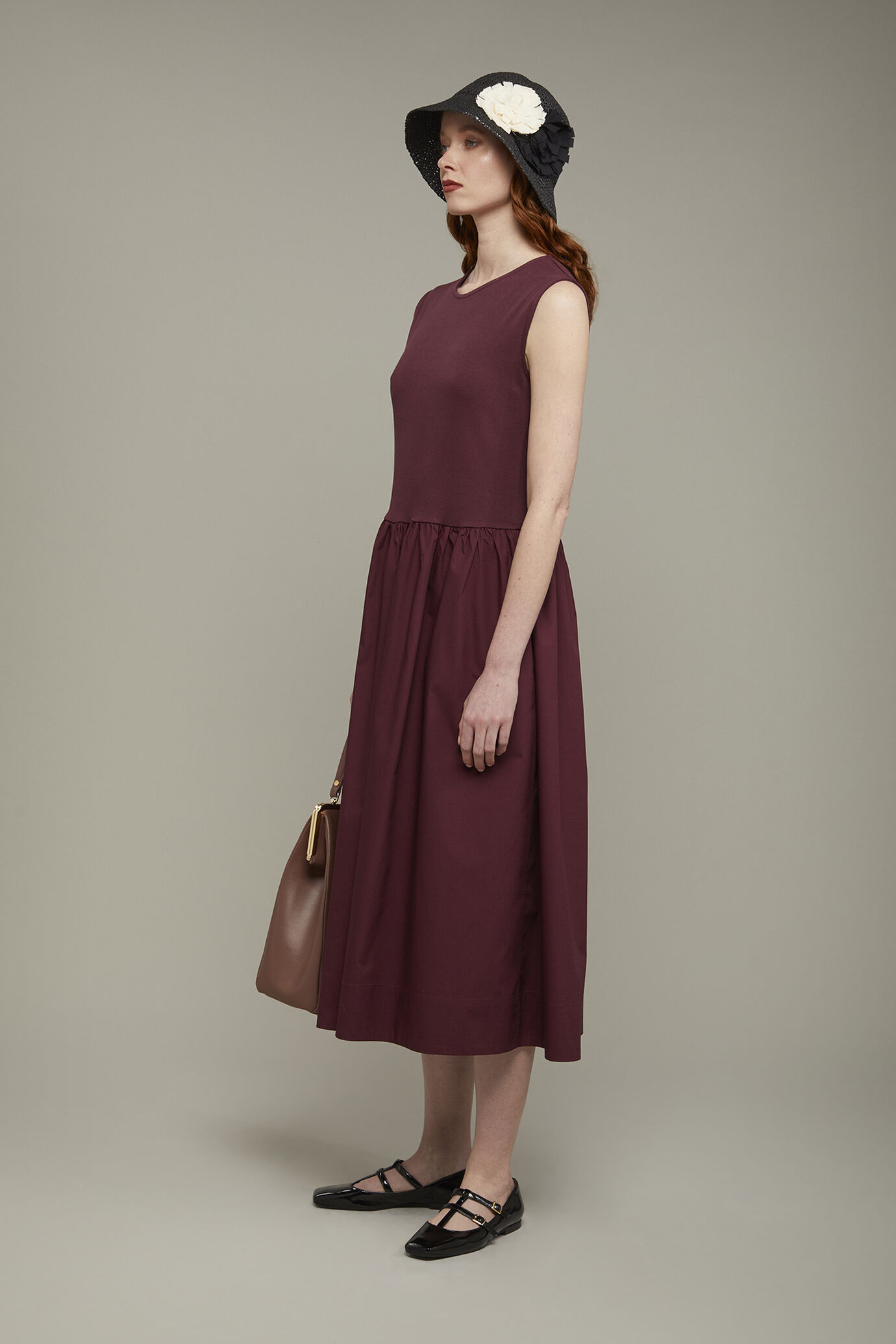 Robe midi femme, sans manches en 100 % jersey de coton, coupe régulière image number 1