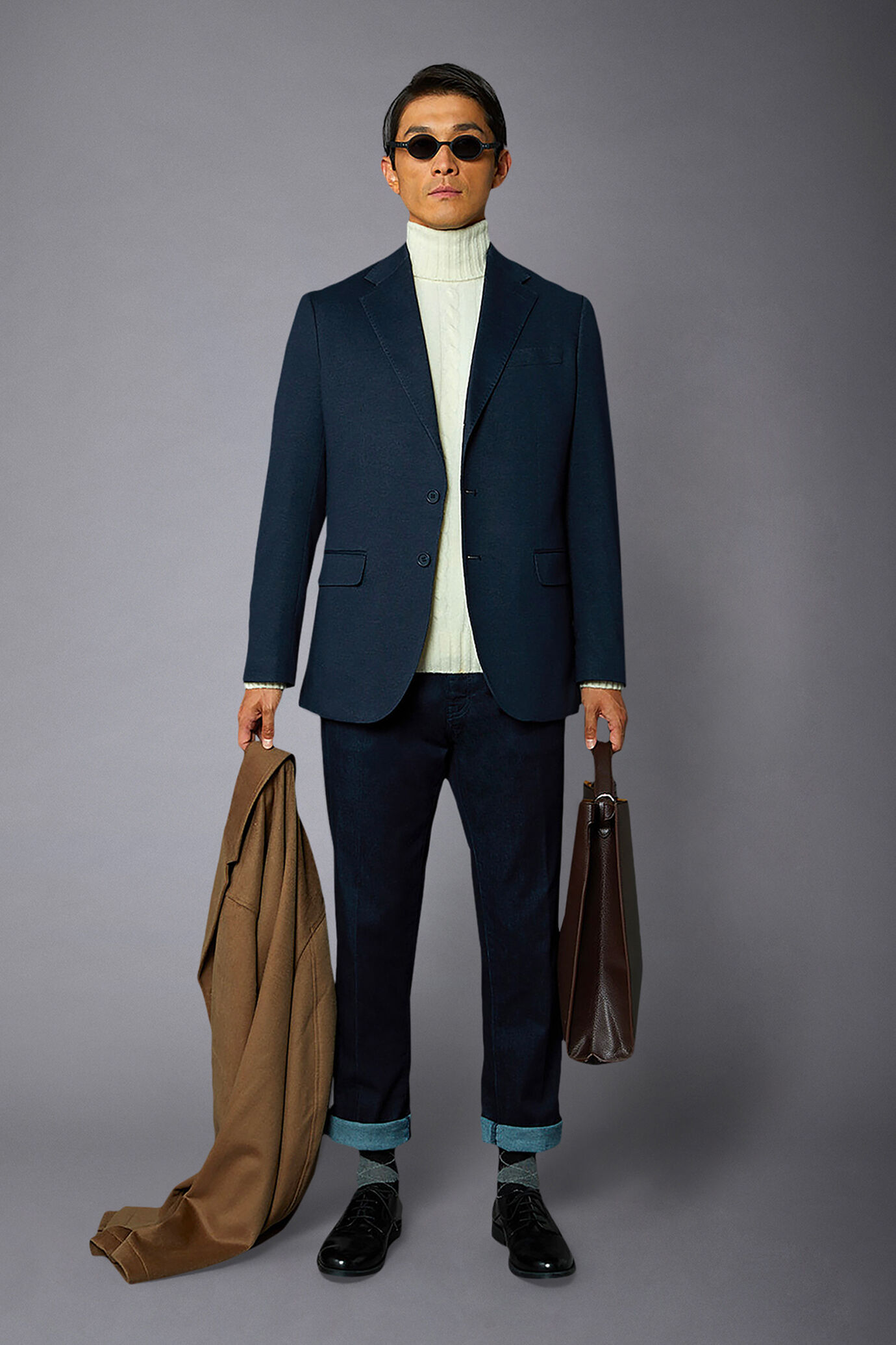 Single-breasted genderless jacket in printed jersey regular fit