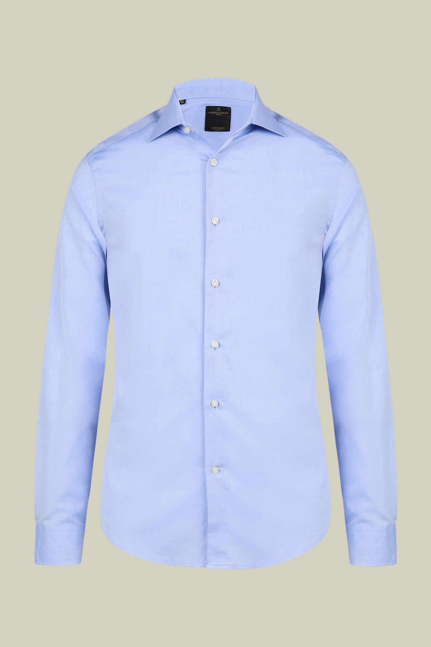 Camicia classica uomo 100% cotone collo francese tinta unita twill image number 4