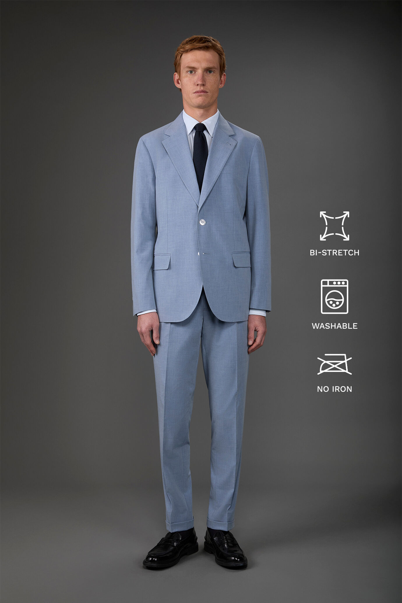 Einreihiger Herrenanzug mit Bügelfaltenhose aus Bi-Stretch-Stoff image number 1