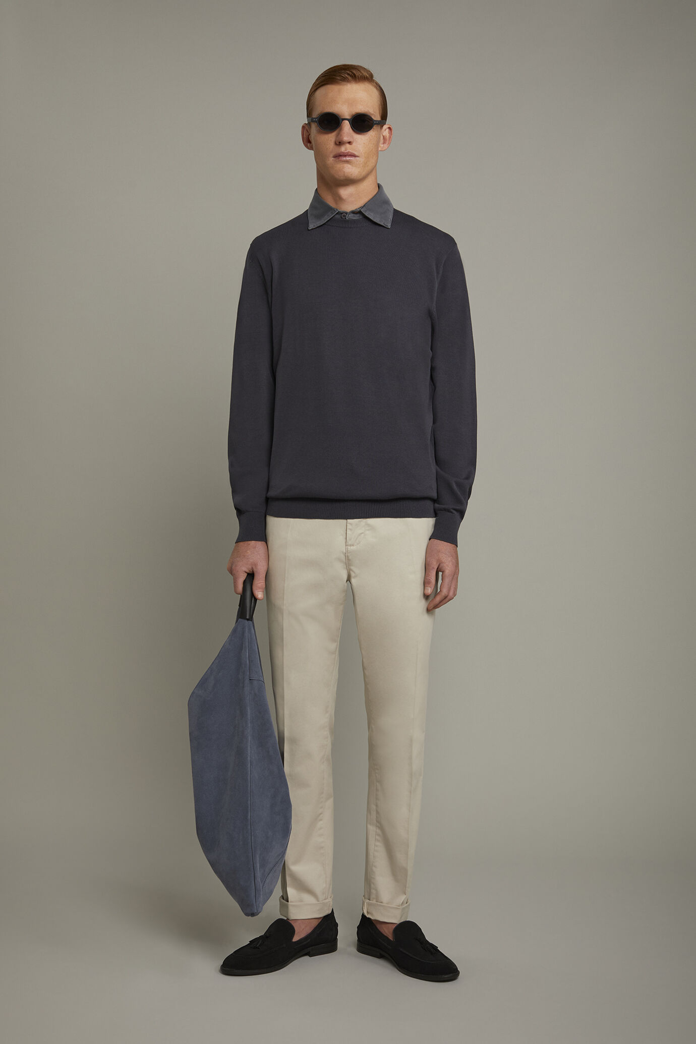 Men's Round neck sweater 100% cotton regular fit image number 0