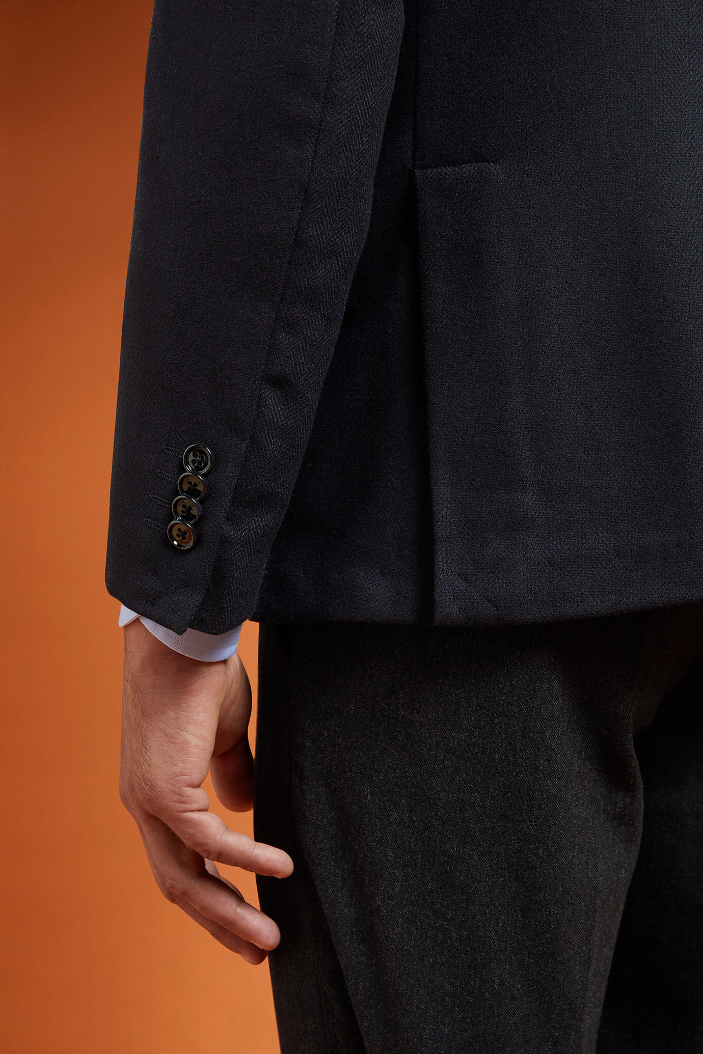 Veste homme classique à simple boutonnage, en polylaine avec motif à chevrons, coupe classique image number 2