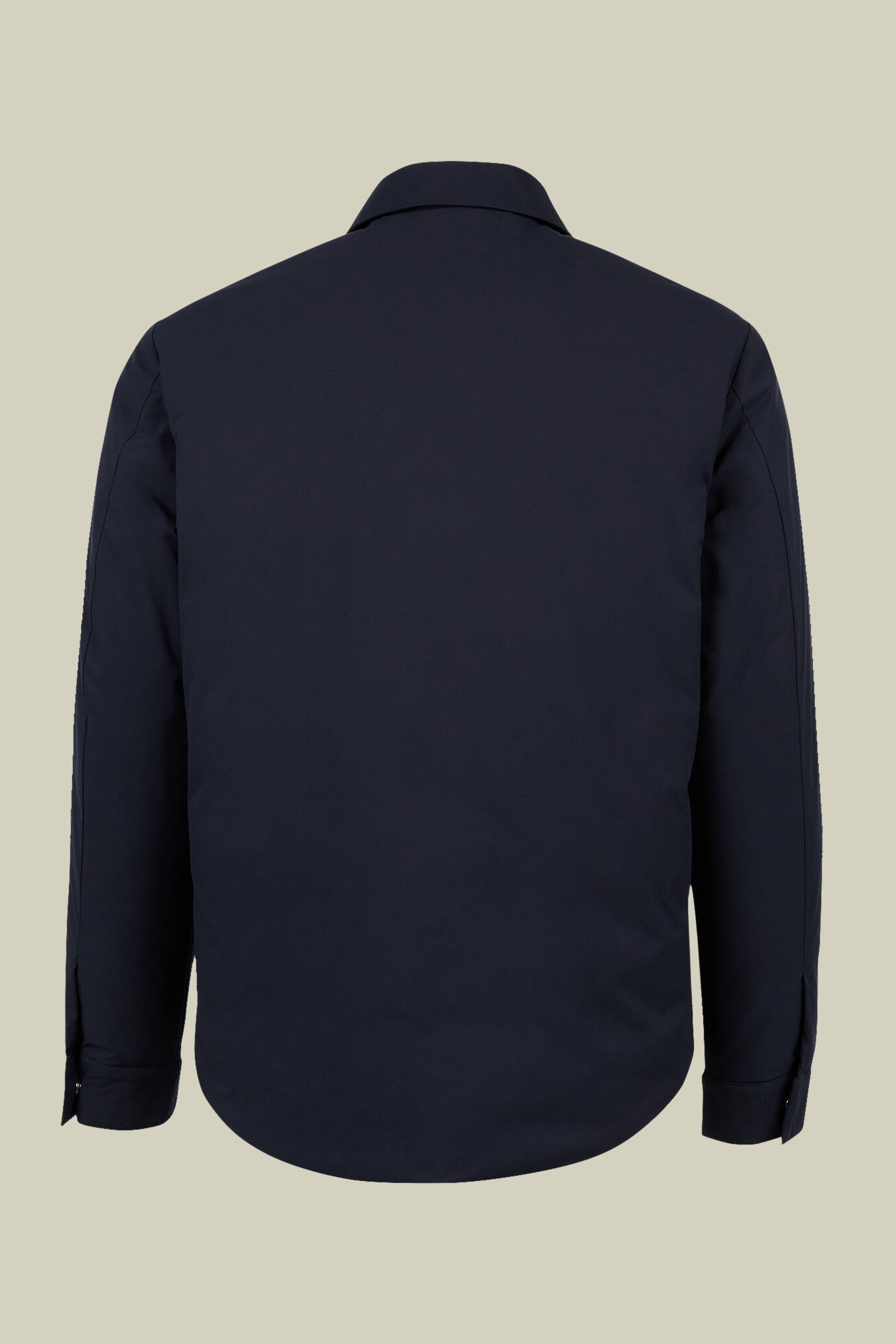 Men's regular fit padded jacket with a shirt collar in stretch technical fabric image number 1