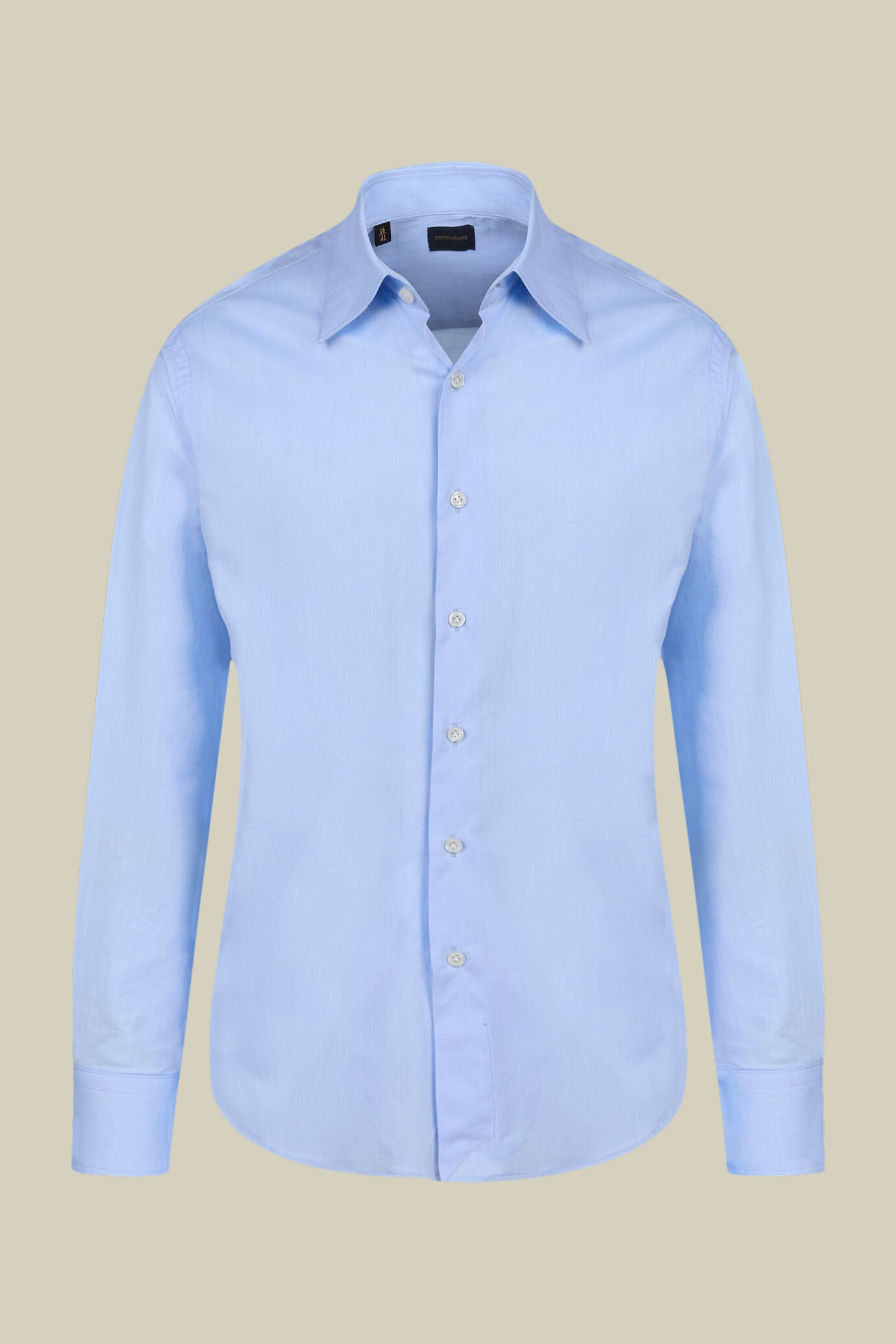 Men's regular fit classic shirt in 100% cotton herringbone fabric with a classic collar image number 0
