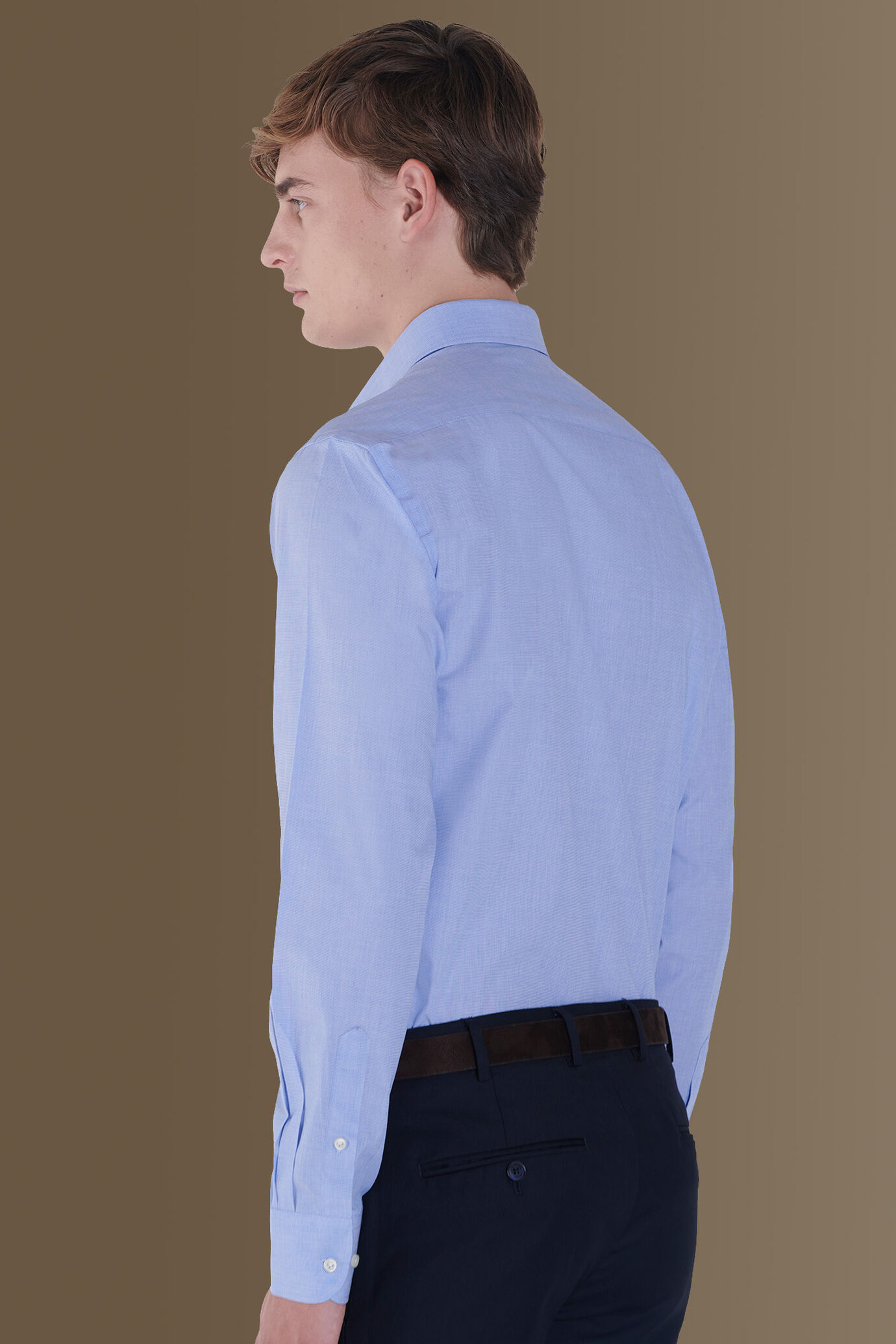 Camicia classica uomo collo francese 100% cotone sky fil-a-fil image number 3