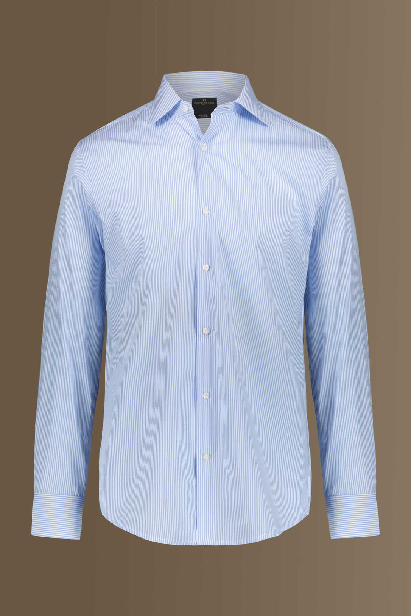 Camicia classica collo francese tinto filo a righe uomo image number 3