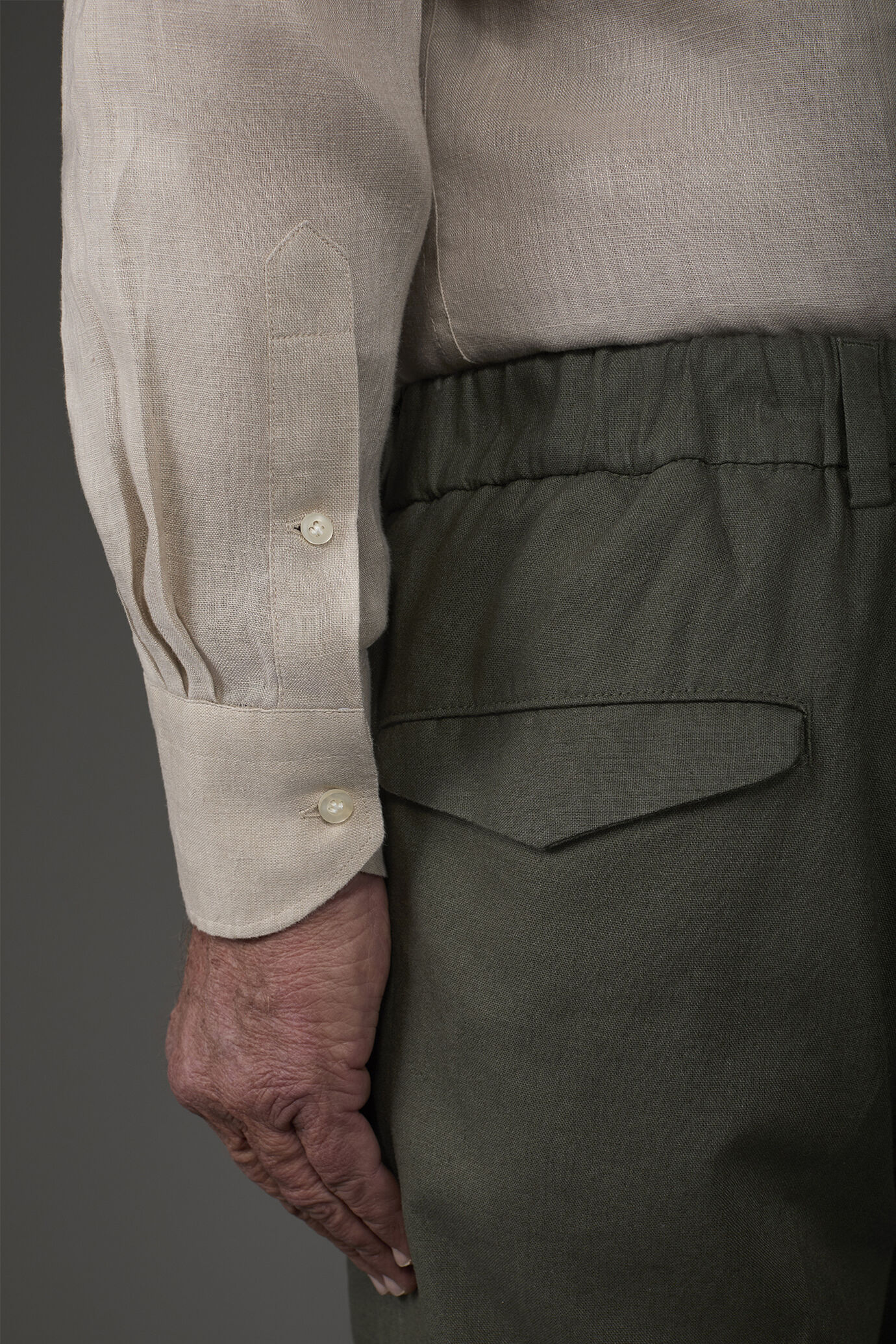 Men's casual shirt with classic collar, 100% linen image number 4