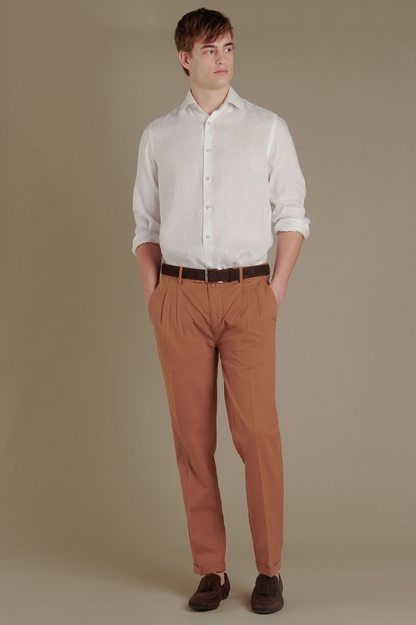 Chino trousers linen blend double pinces image number 0