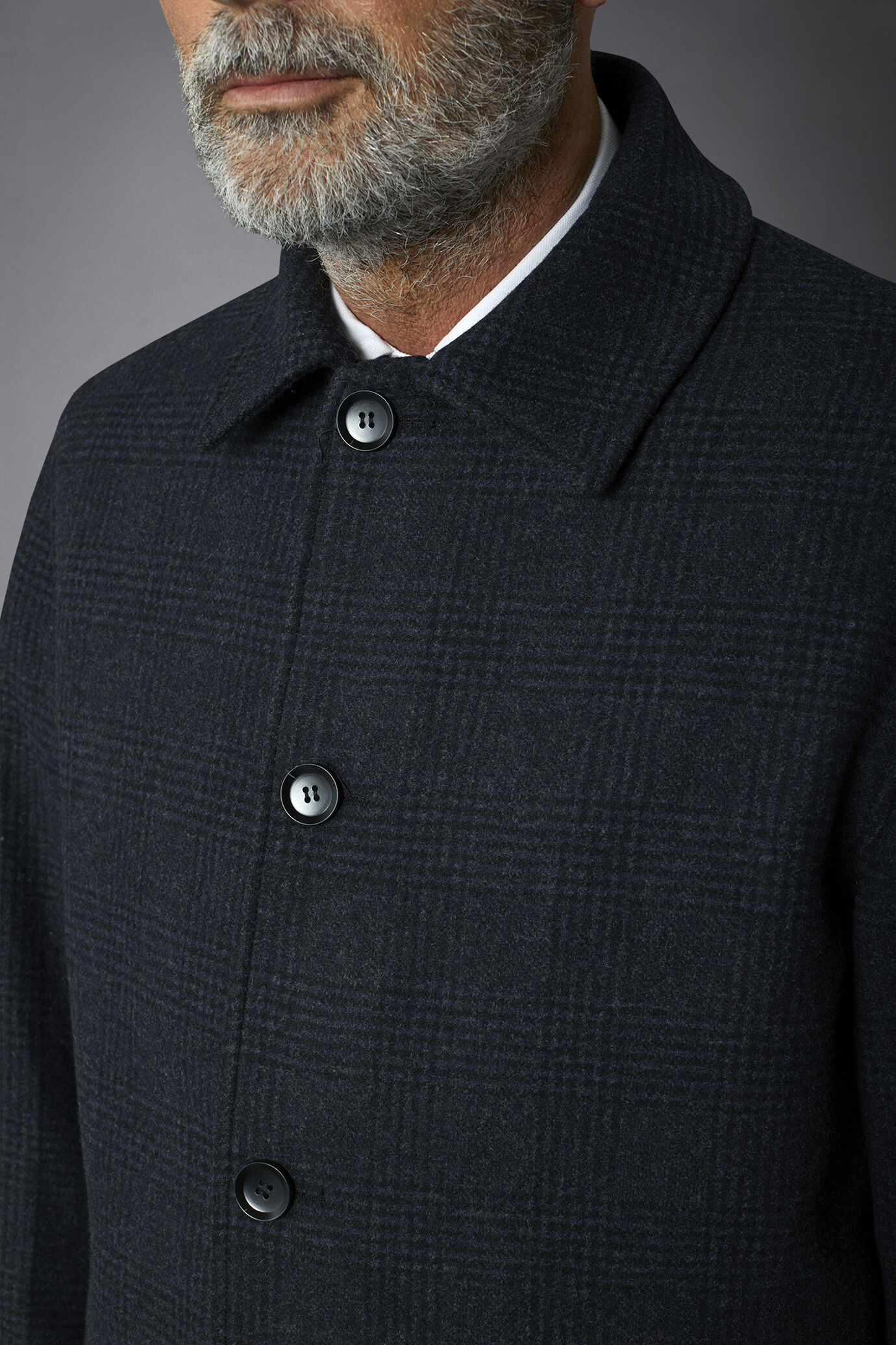 Men's wool-blend single-breasted checked loden coat image number 3
