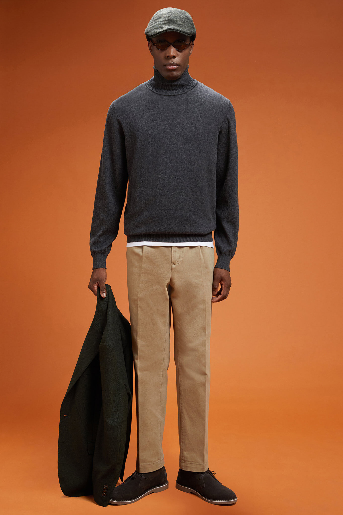 Men's regular fit turtleneck jumper in wool and cotton image number 1
