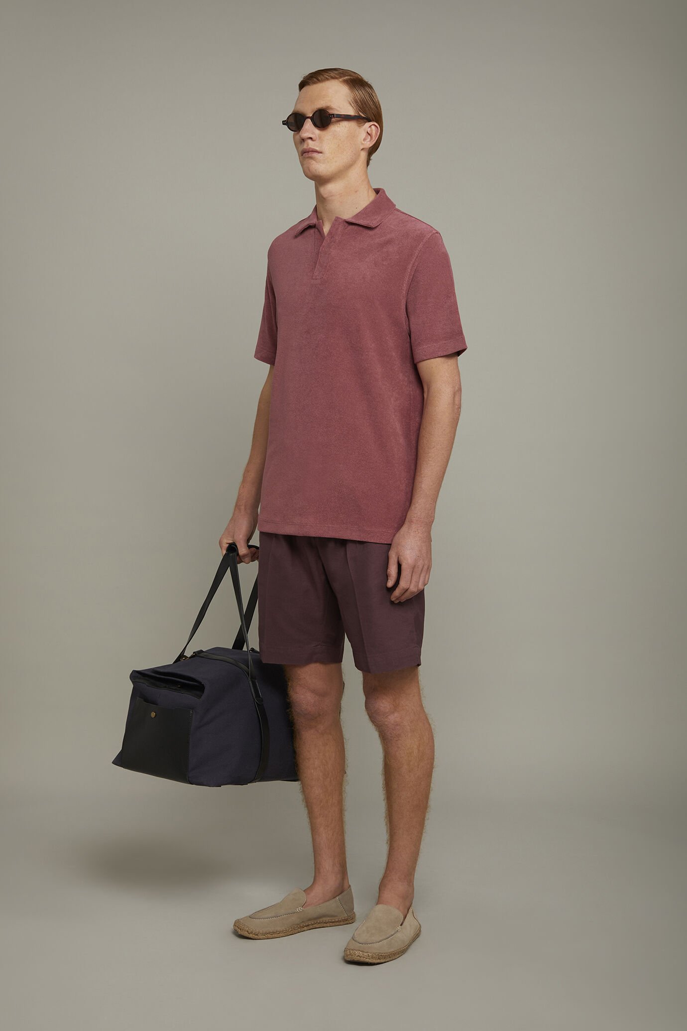 Men’s short sleeve polo shirt with terry fabric and derby collar regular fit image number 1