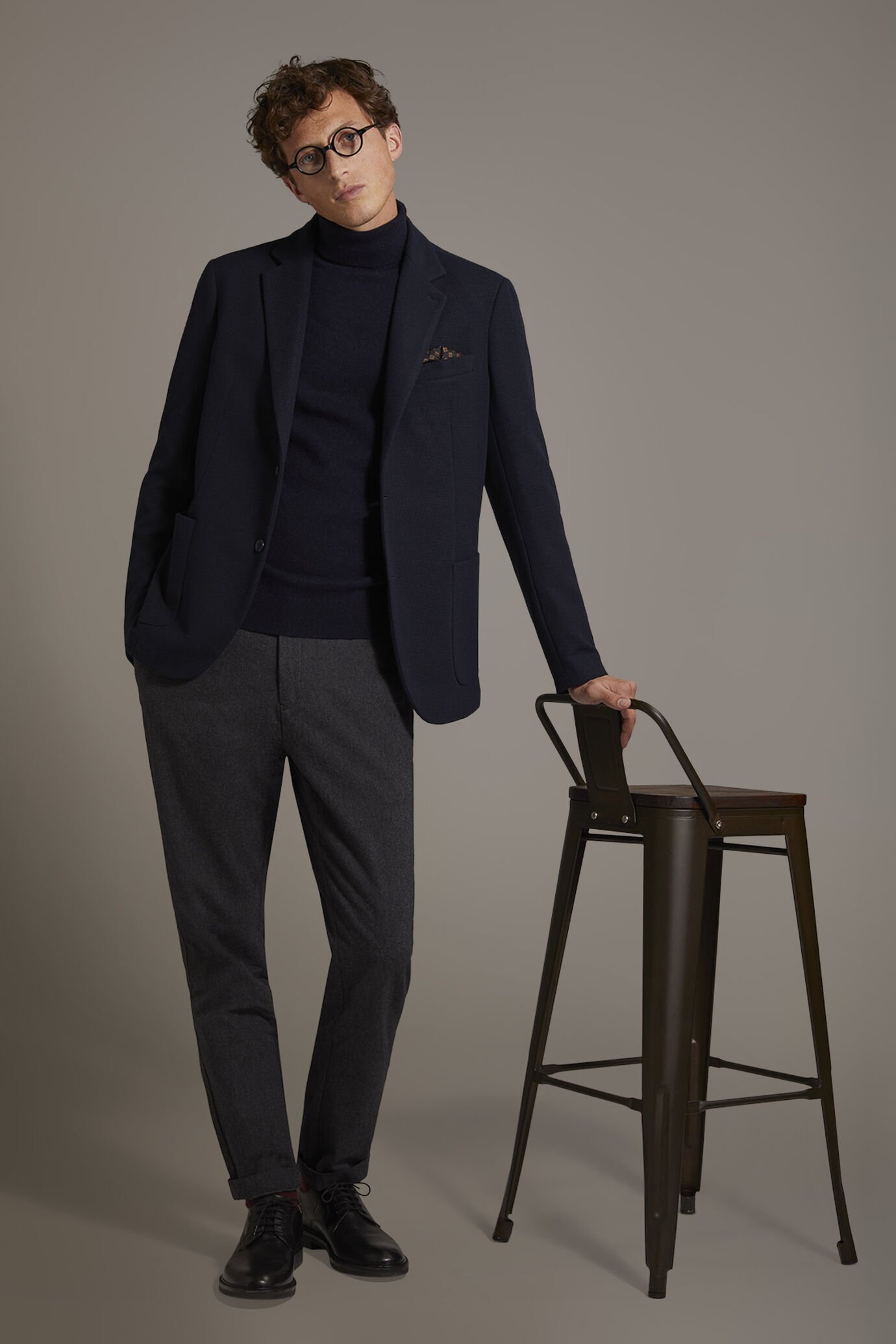 Single-breasted jersey jacket with patch pockets made in Italy image number 0