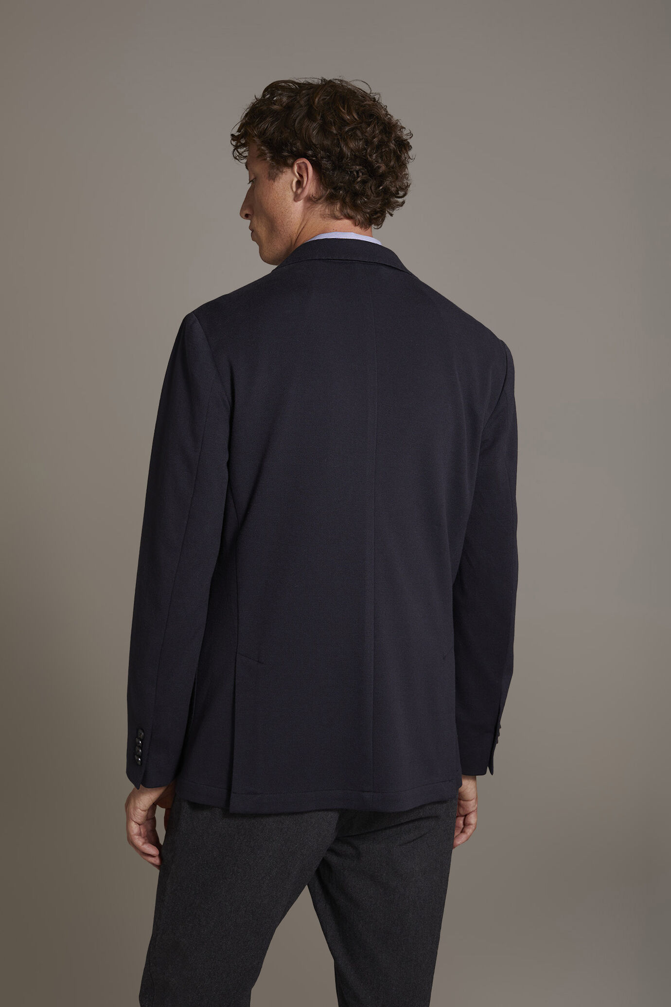 Giacca monopetto tessuto jersey misto cotone image number 4