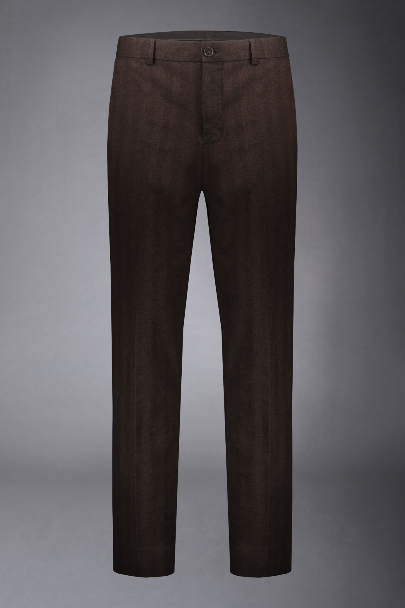 Men's dartless stretch cotton pants washed fabric herringbone design regular fit image number 4