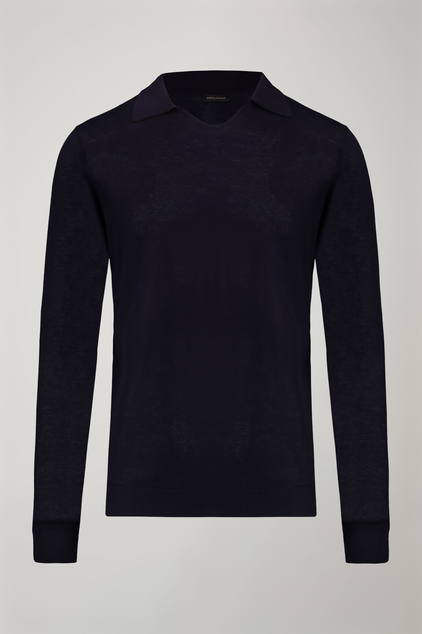 Polo homme en maille col en V 100 % coton à manches longues coupe régulière image number 3