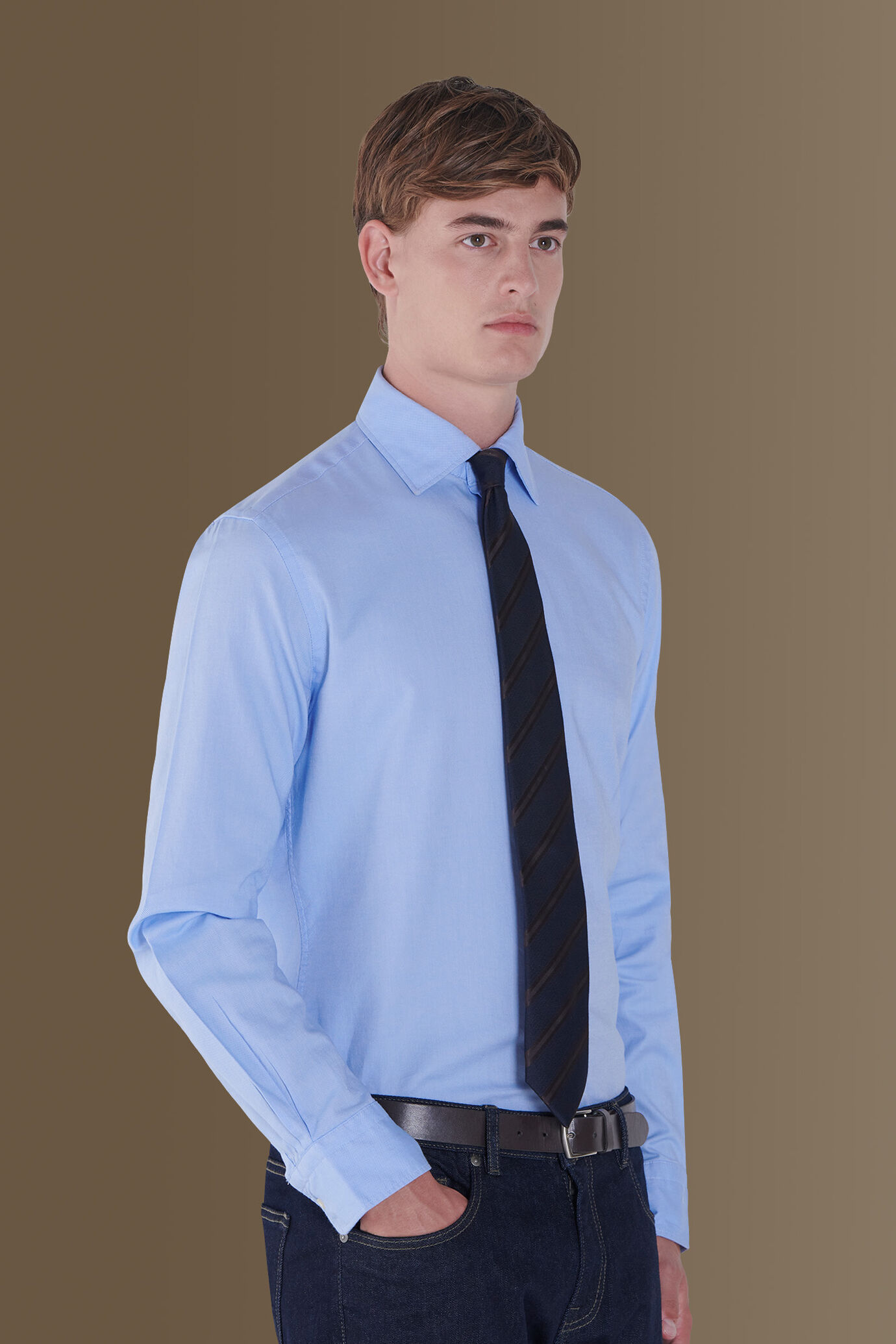 French collar new classic washed shirt slim fit superlight oxford image number 0
