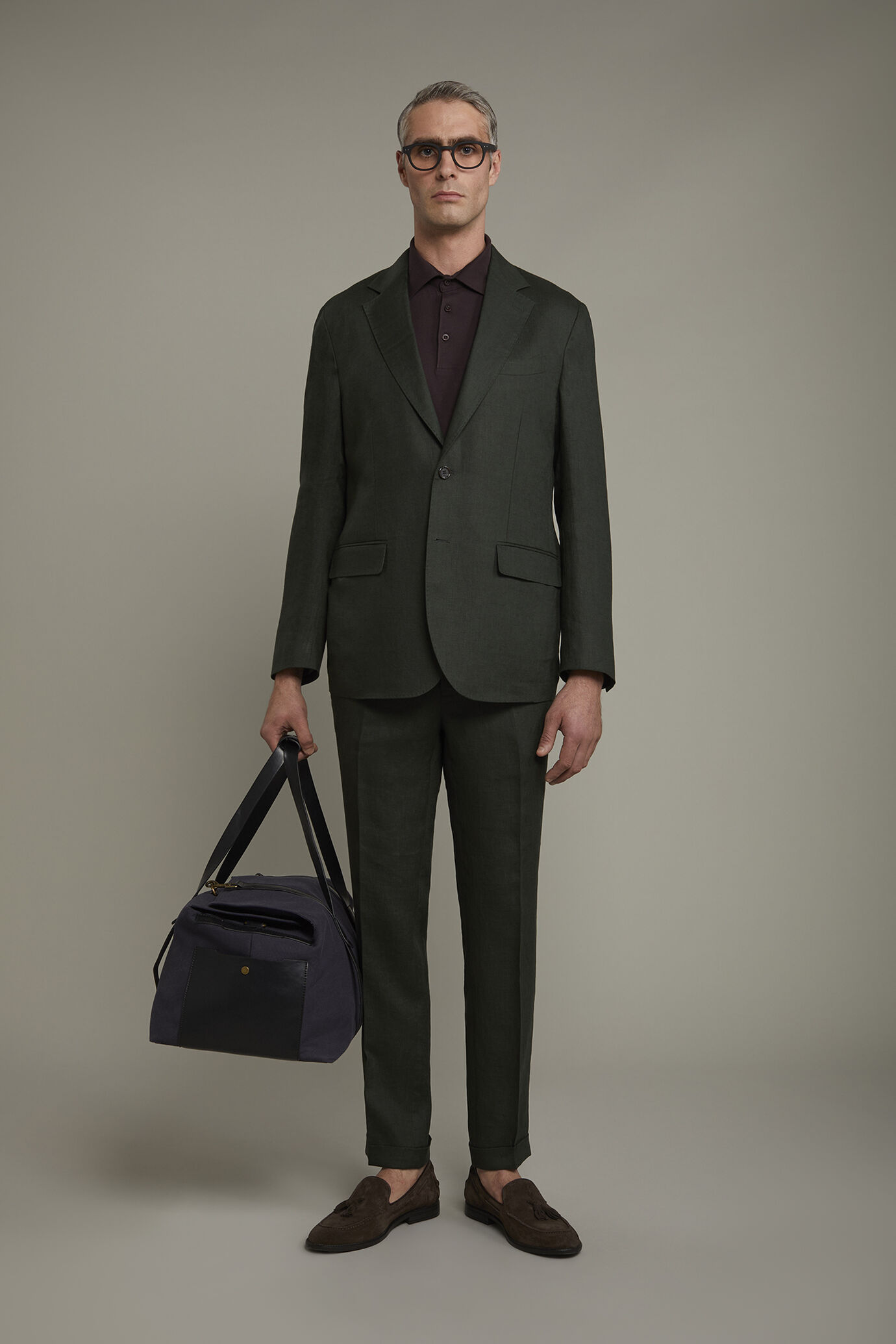 Abito uomo monopetto 100% lino regular fit image number 0