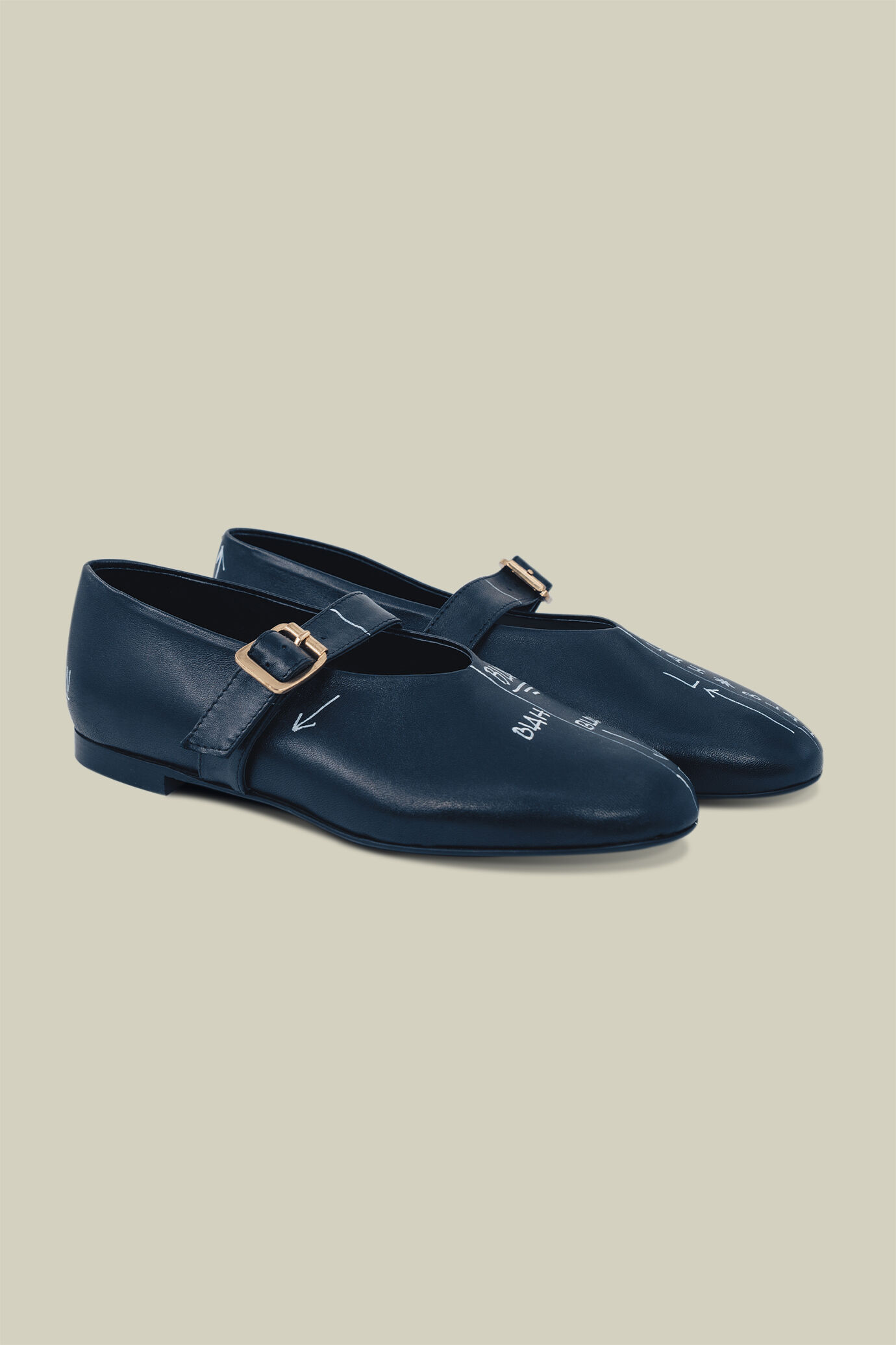 Damen-Ballerinas 100 % Leder handbemalt "Imperfection” Limitierte Edition image number 2
