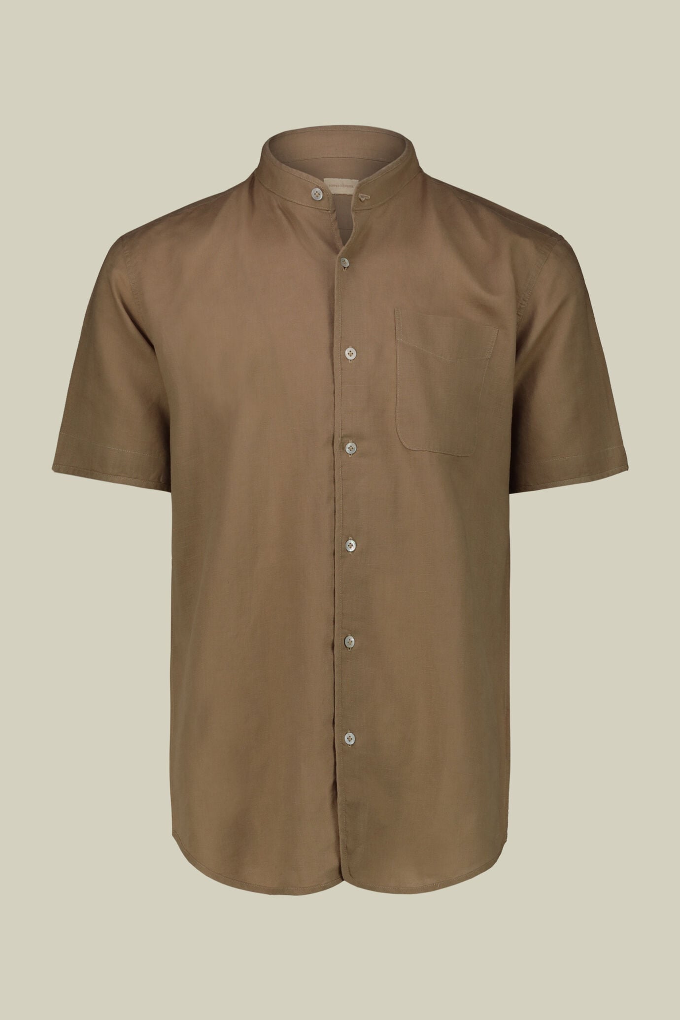 Camicia uomo casual collo alla coreana tessuto in lino e cotone lavato image number 4