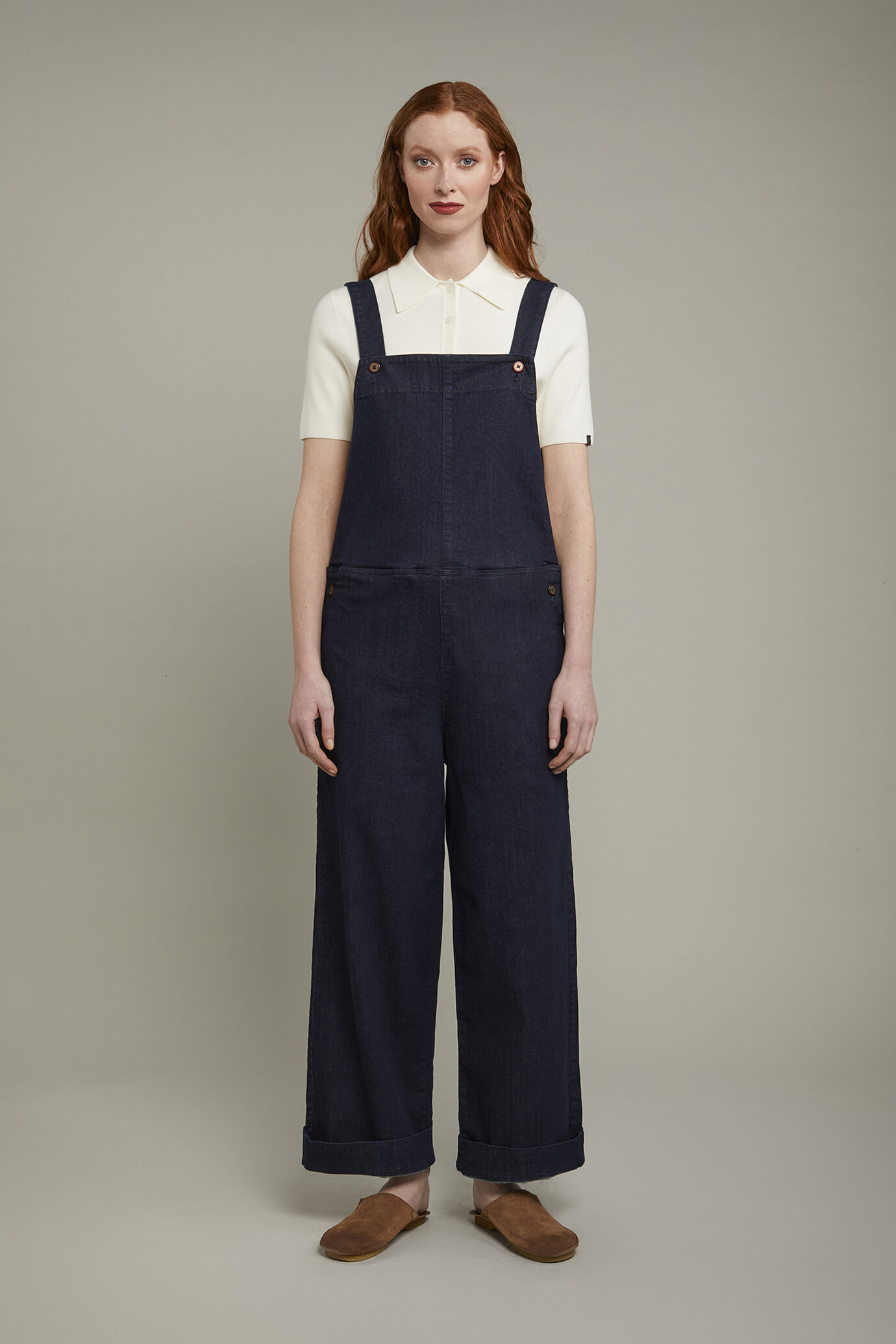 Salopette donna in denim 100% cotone regular fit image number 2