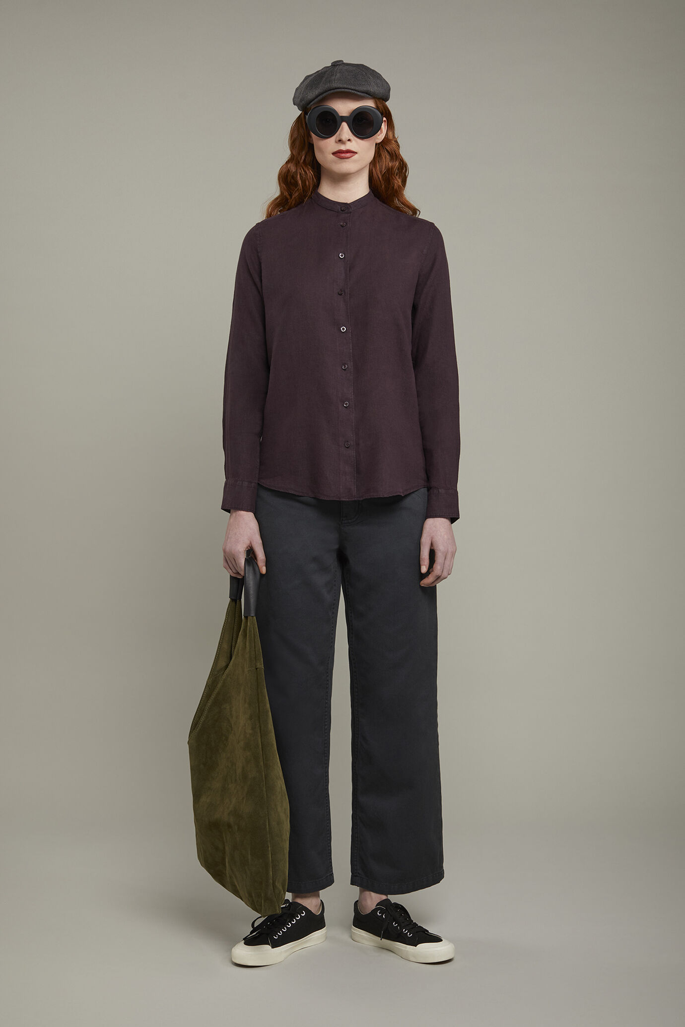 Camicia donna con collo coreano 100% lino image number 0