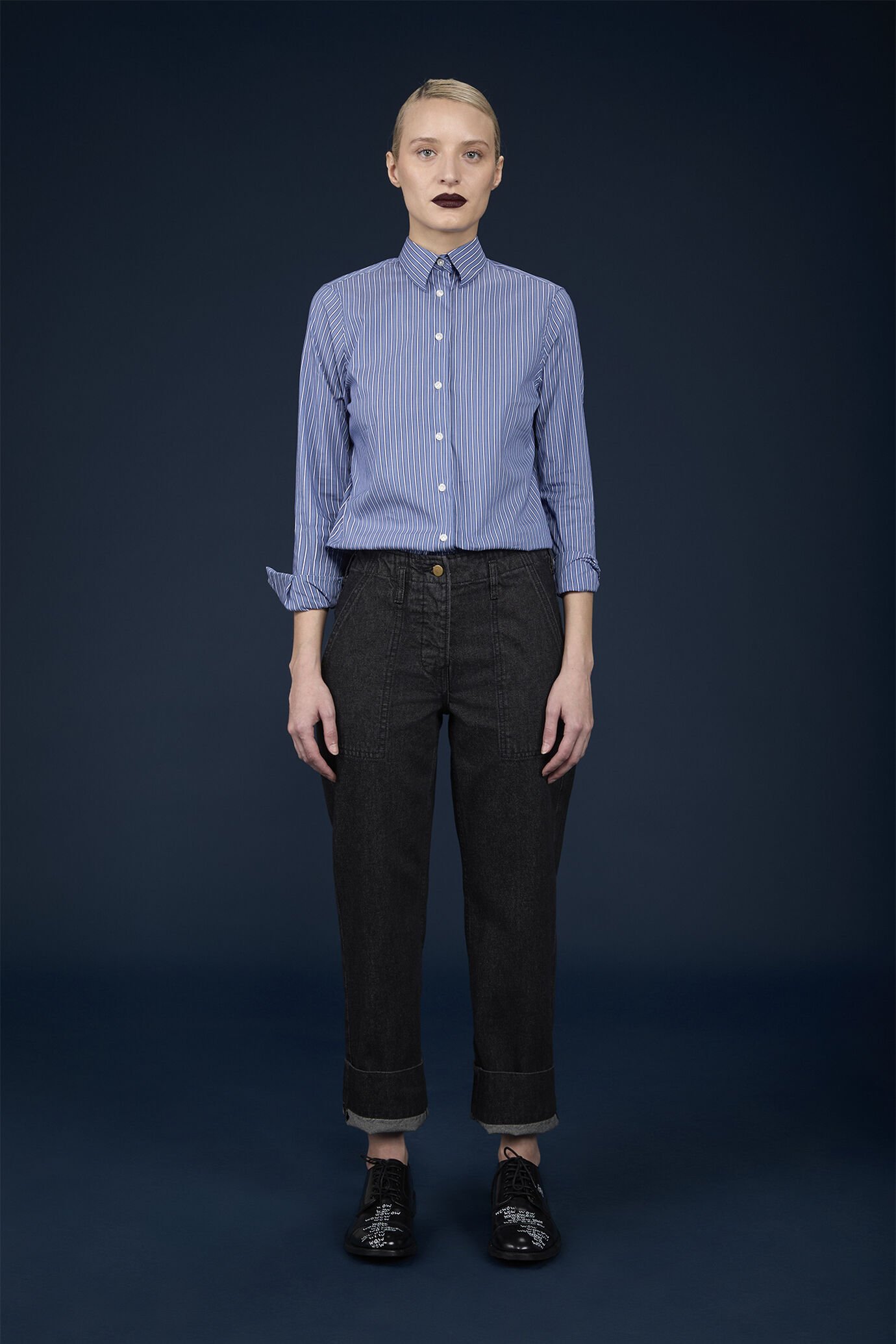 Women's comfort fit trousers in denim twill