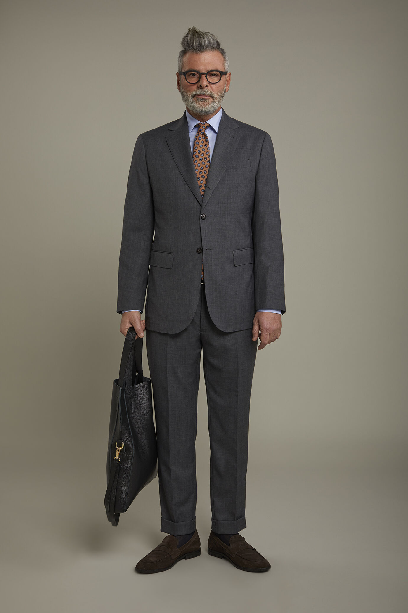 Abito uomo Wool Blend monopetto tessuto grisaglia regular fit image number 0