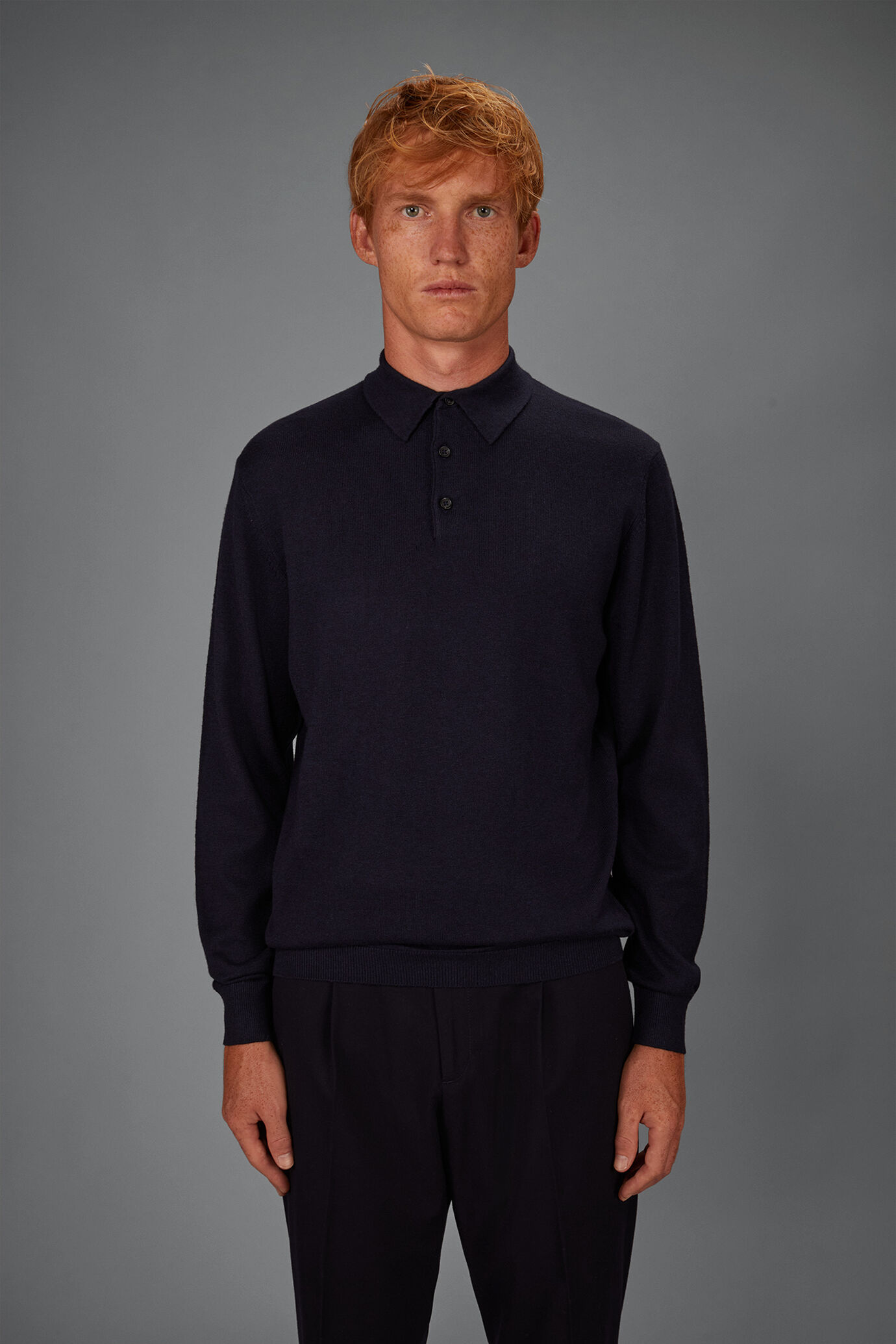 Polo uomo in maglia misto lana e cotone regular fit image number 1