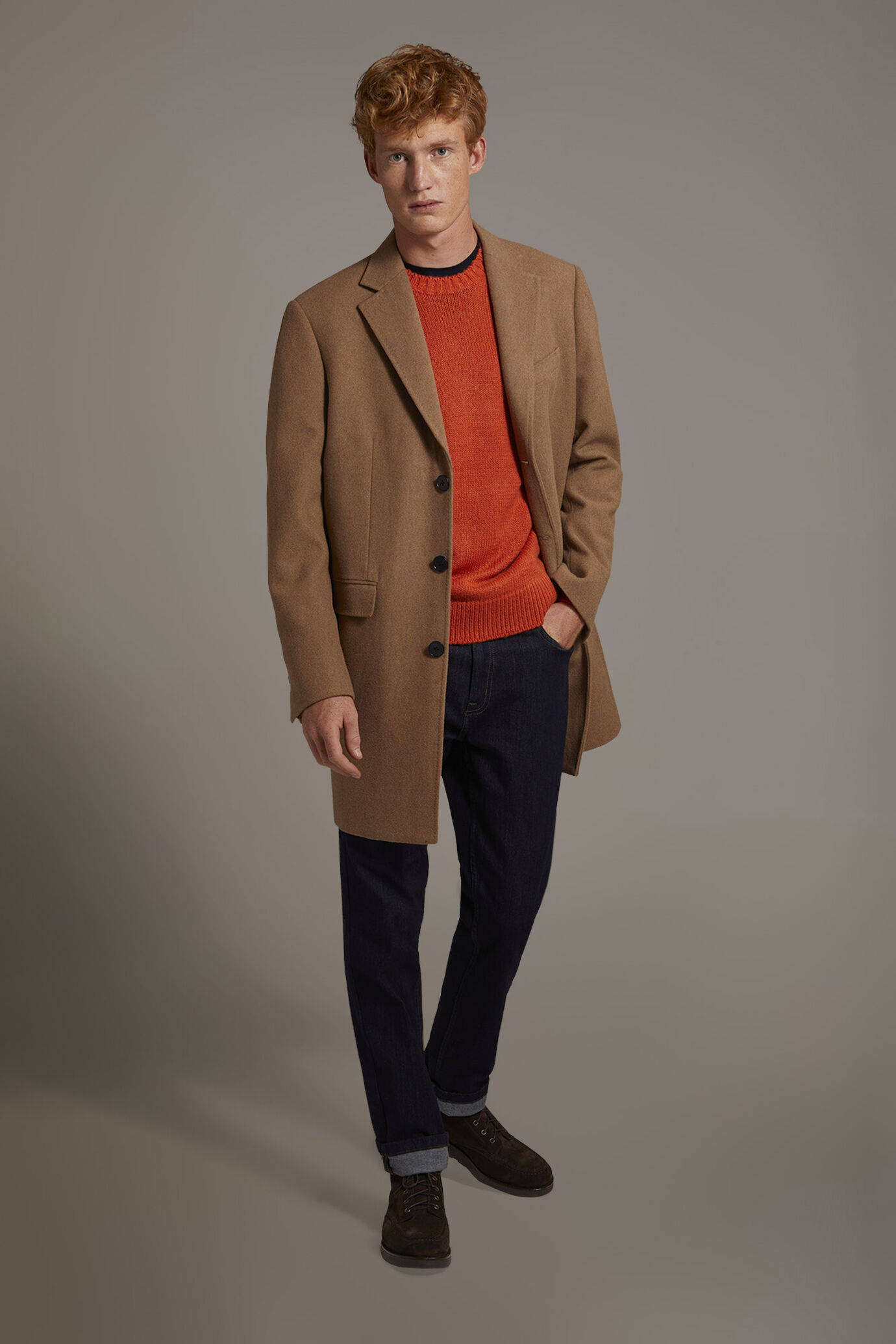 Classic single-breasted coat wool blend image number 0